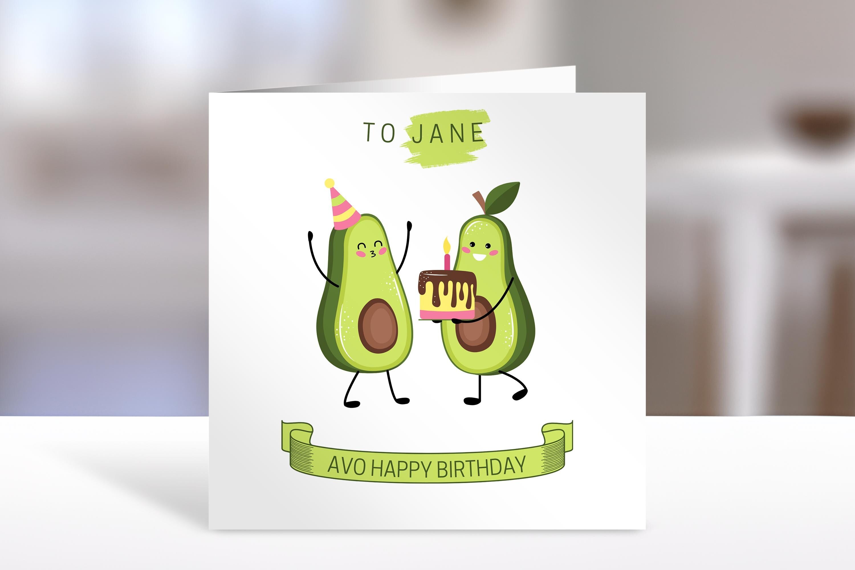 Birthday Card, avocado design for friends or family