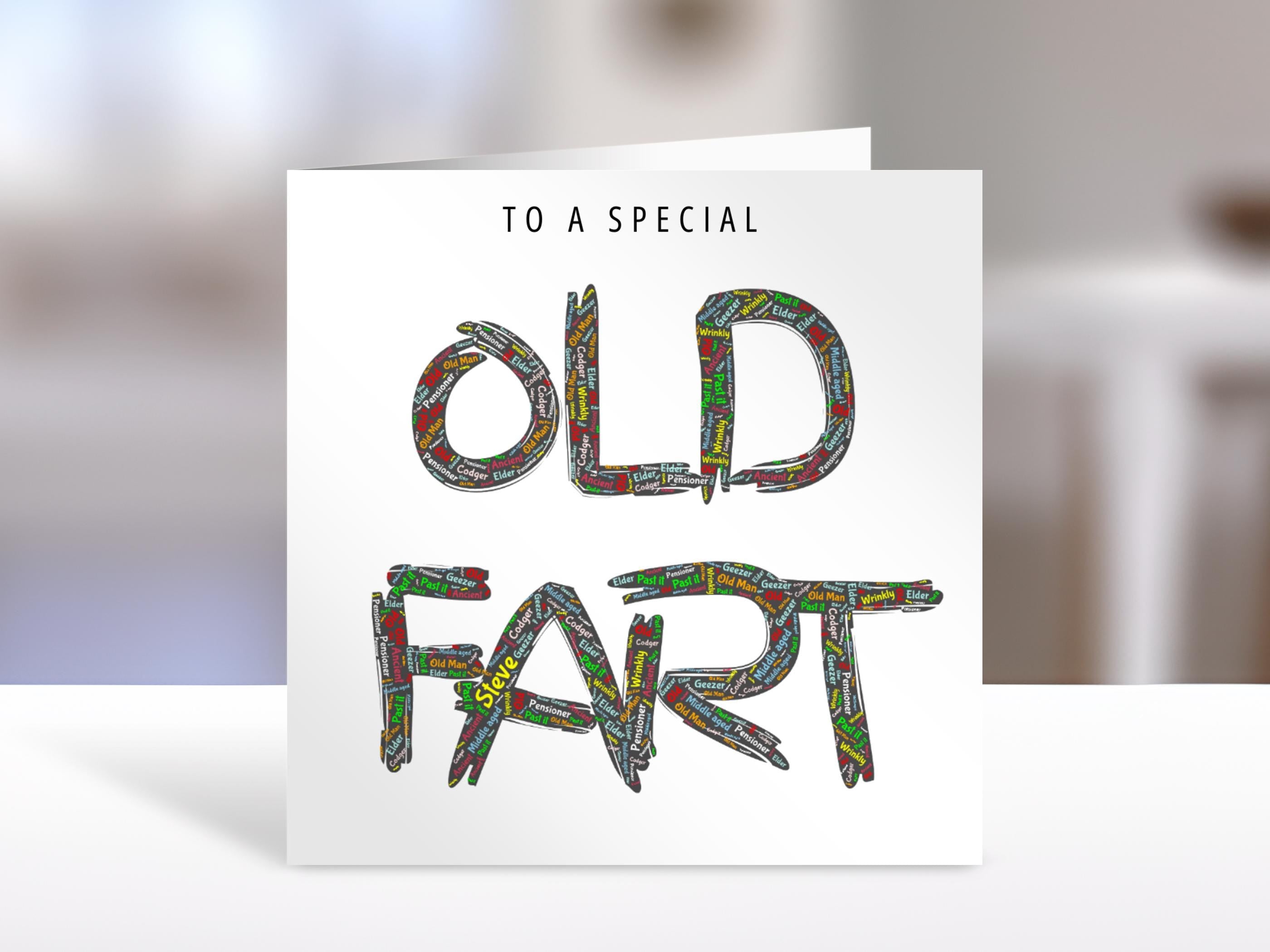 Birthday Card -Old fart word art Design | Cute Greeting Cards | Birthday Gift Idea for friends, personalised