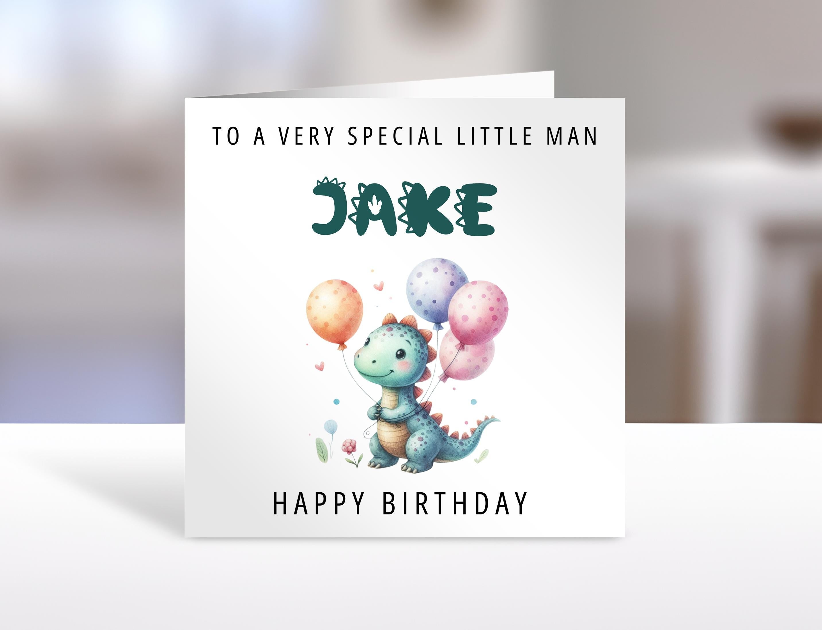 Birthday card, dinosaur design, Personalised, friend card, favourite little man