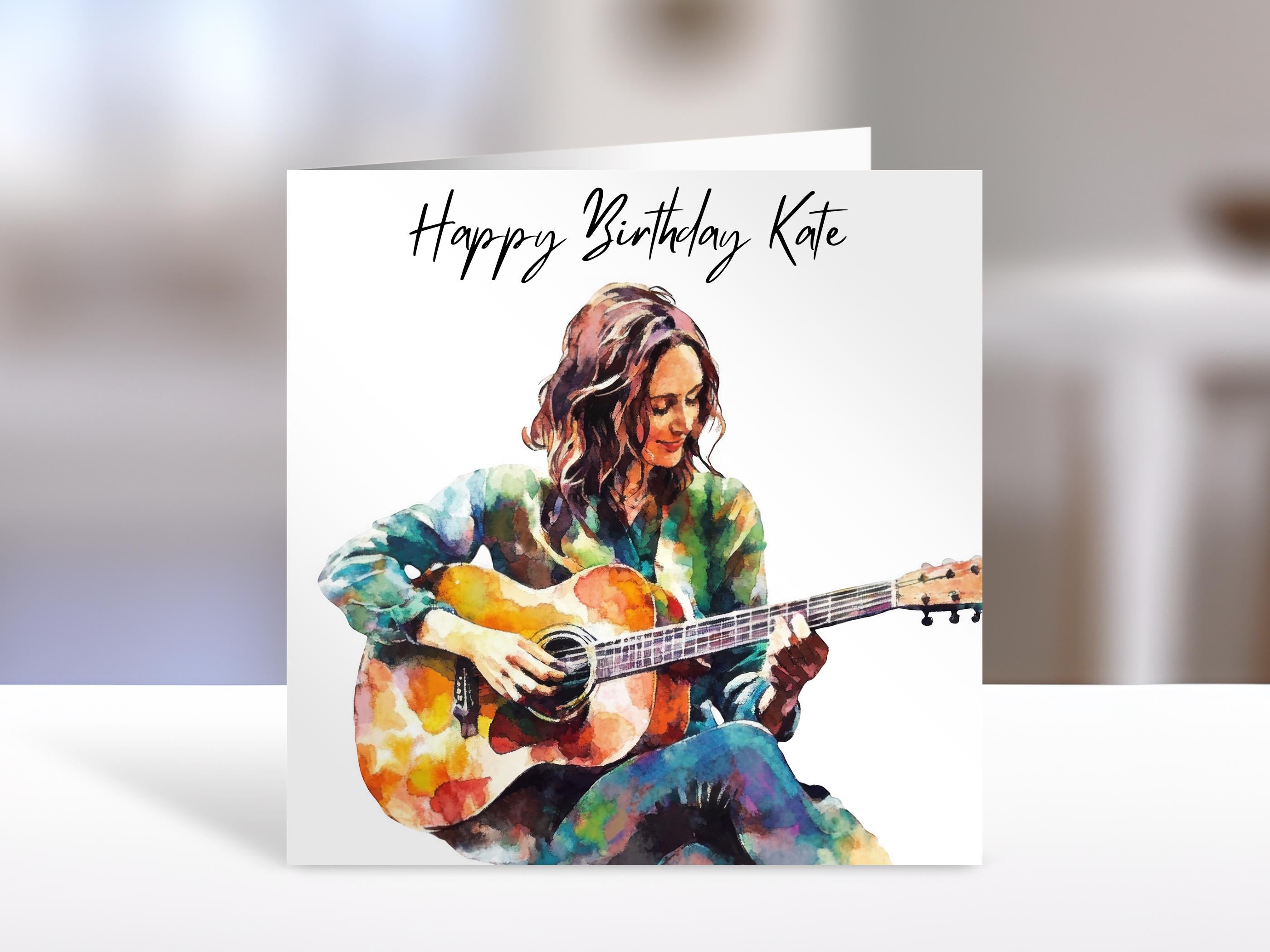 Personalised birthday card, guitar design