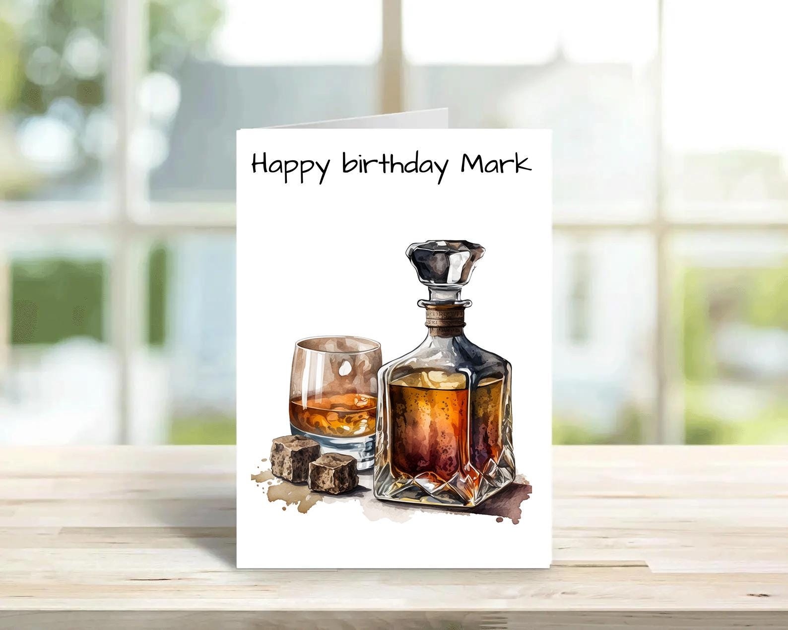 Birthday Card, whiskey design