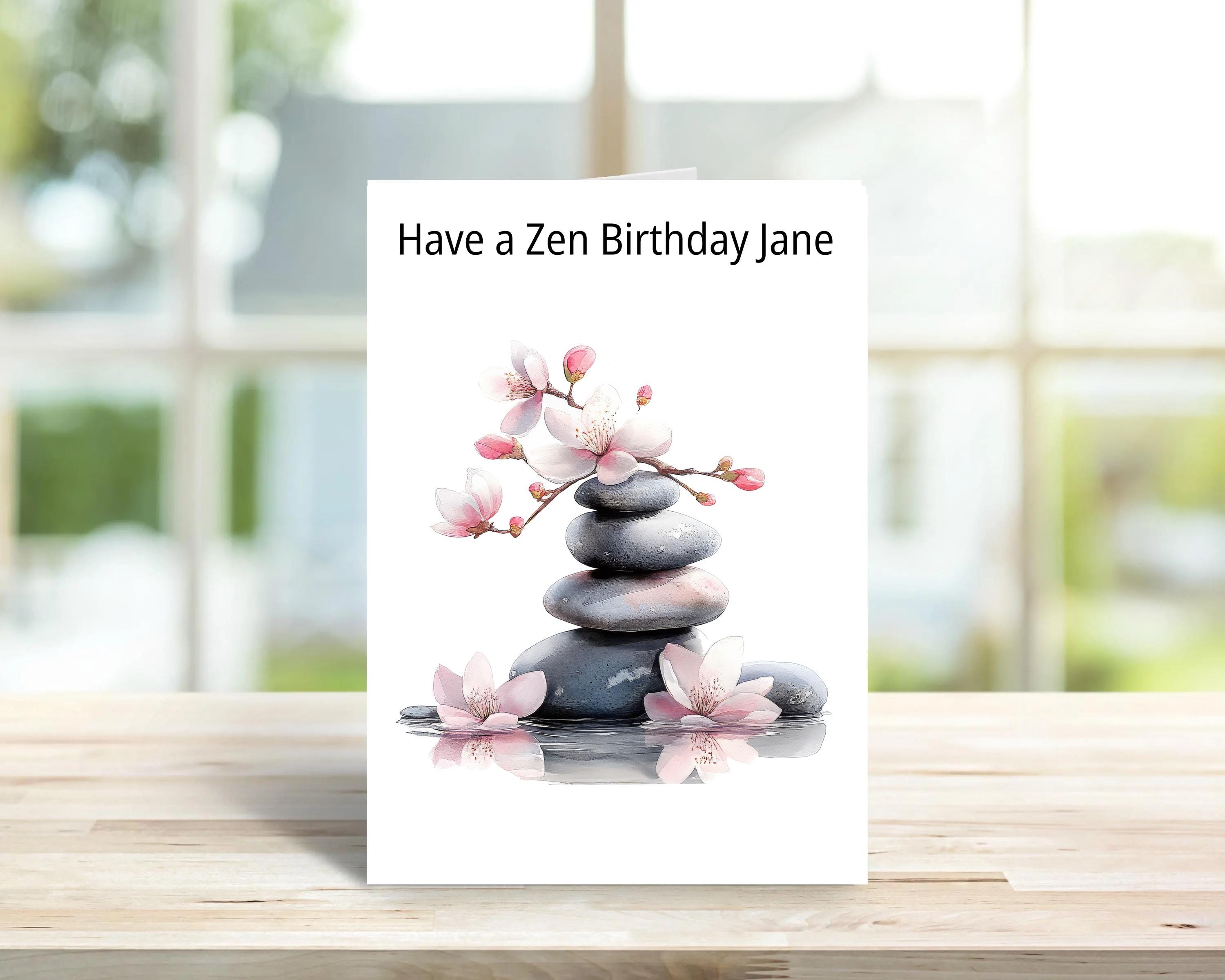 Personalised birthday card, zen day