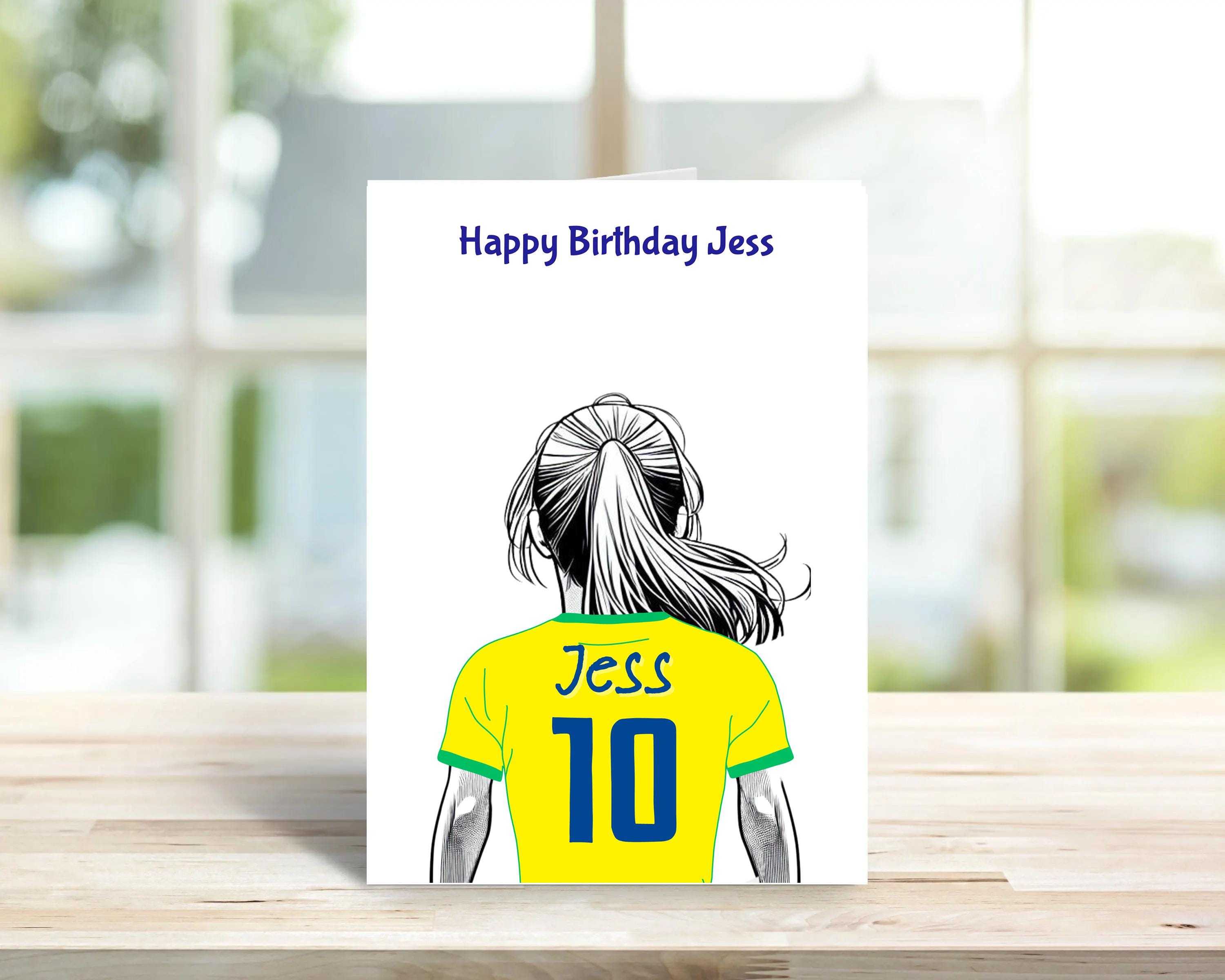 Personalised Soccer birthday card, female version | Home Gift | soccer Cards | Personalised Family Gift | Custom name and colours