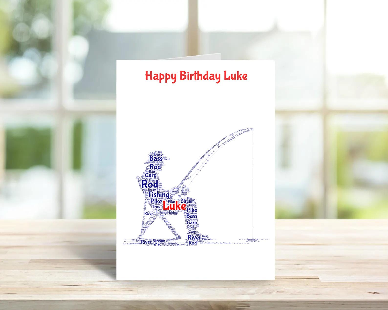 Personalised fishing birthday card,
