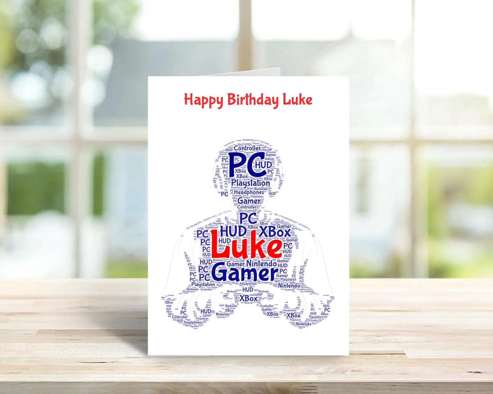 Personalised gamer birthday card,