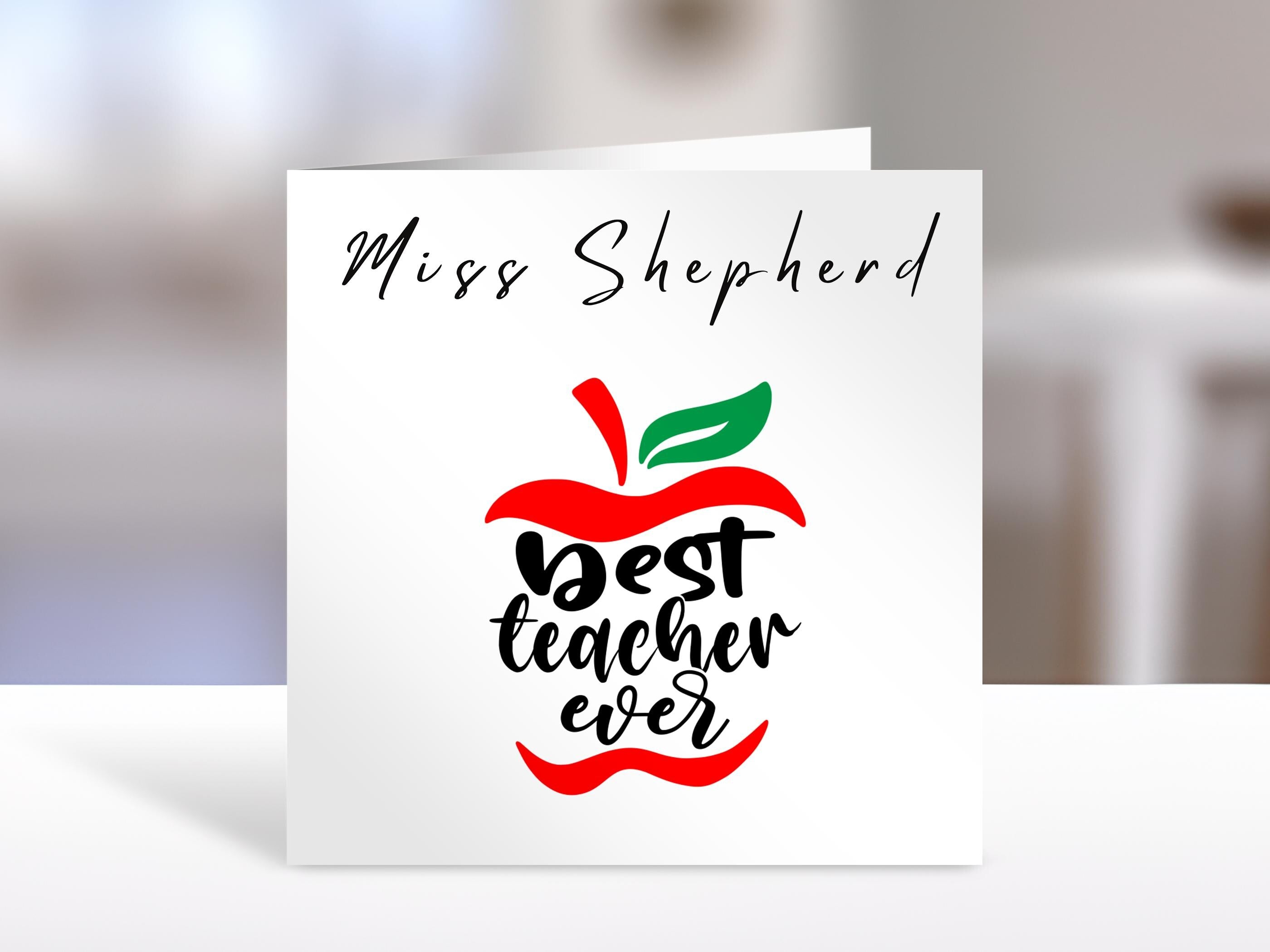 Teacher Card, best ever, Personalised Greeting Card | Gift for teachers, apple design