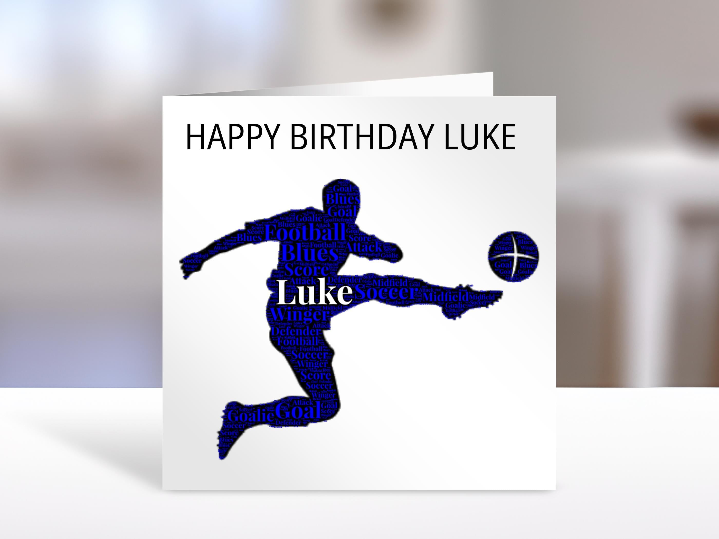 Personalised Football colours birthday card, word art