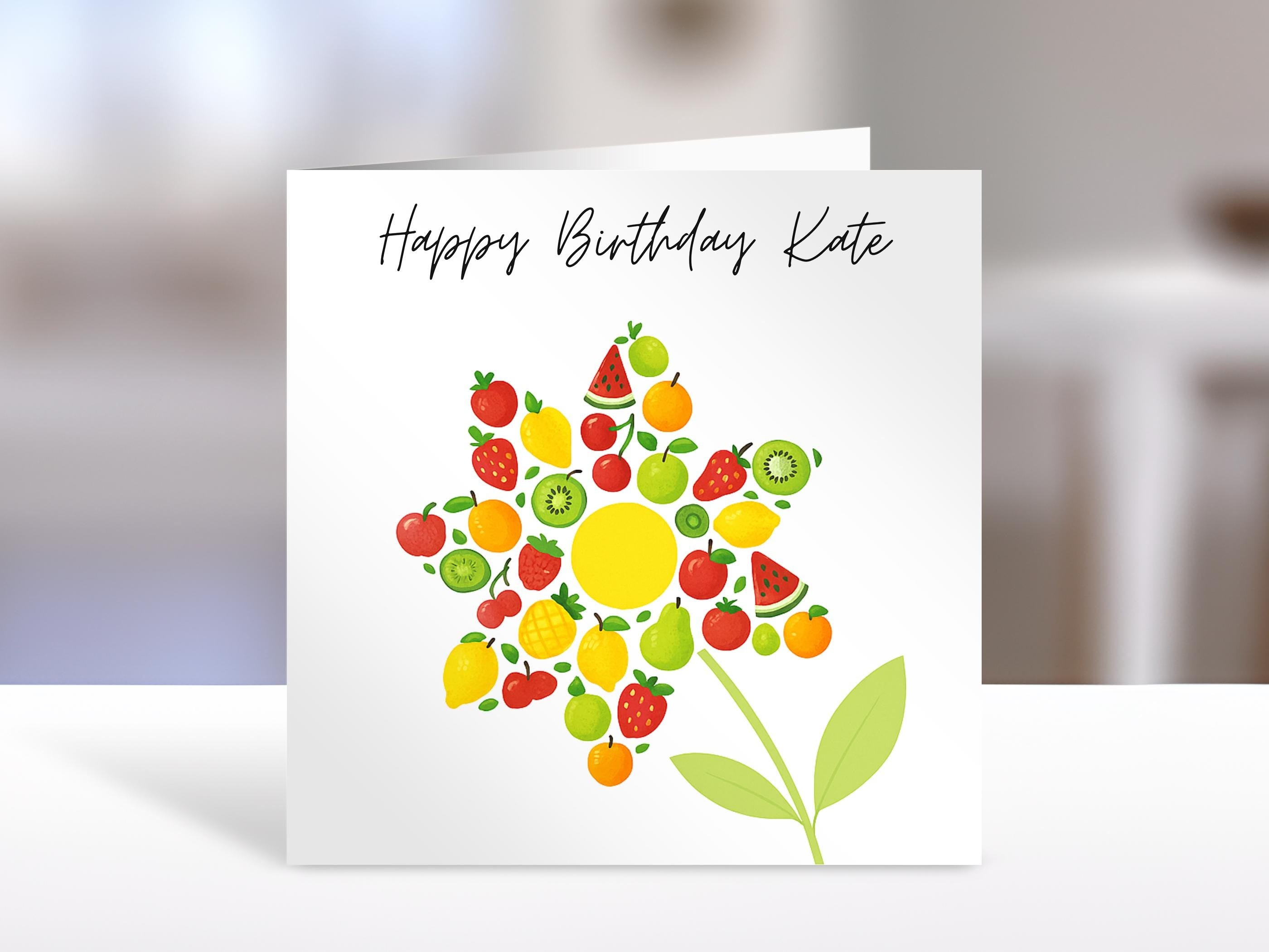 Personalised Birthday Card with Fruit and Flower Design | Unique Gift for Friends and Family | Card for friend, sister, family