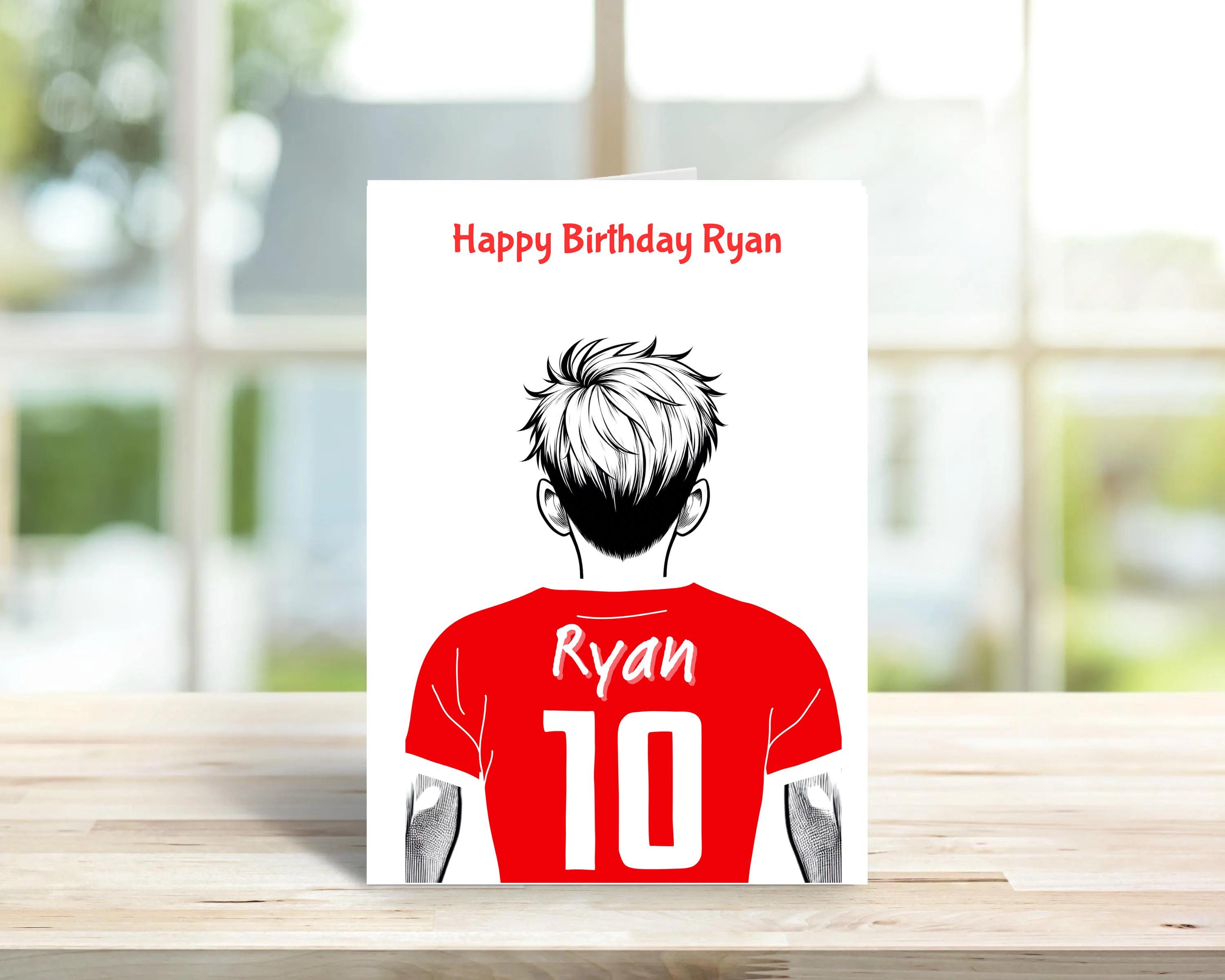 Personalised Soccer birthday card, male version | Home Gift | soccer Cards | Personalised Family Gift | Custom name and colours