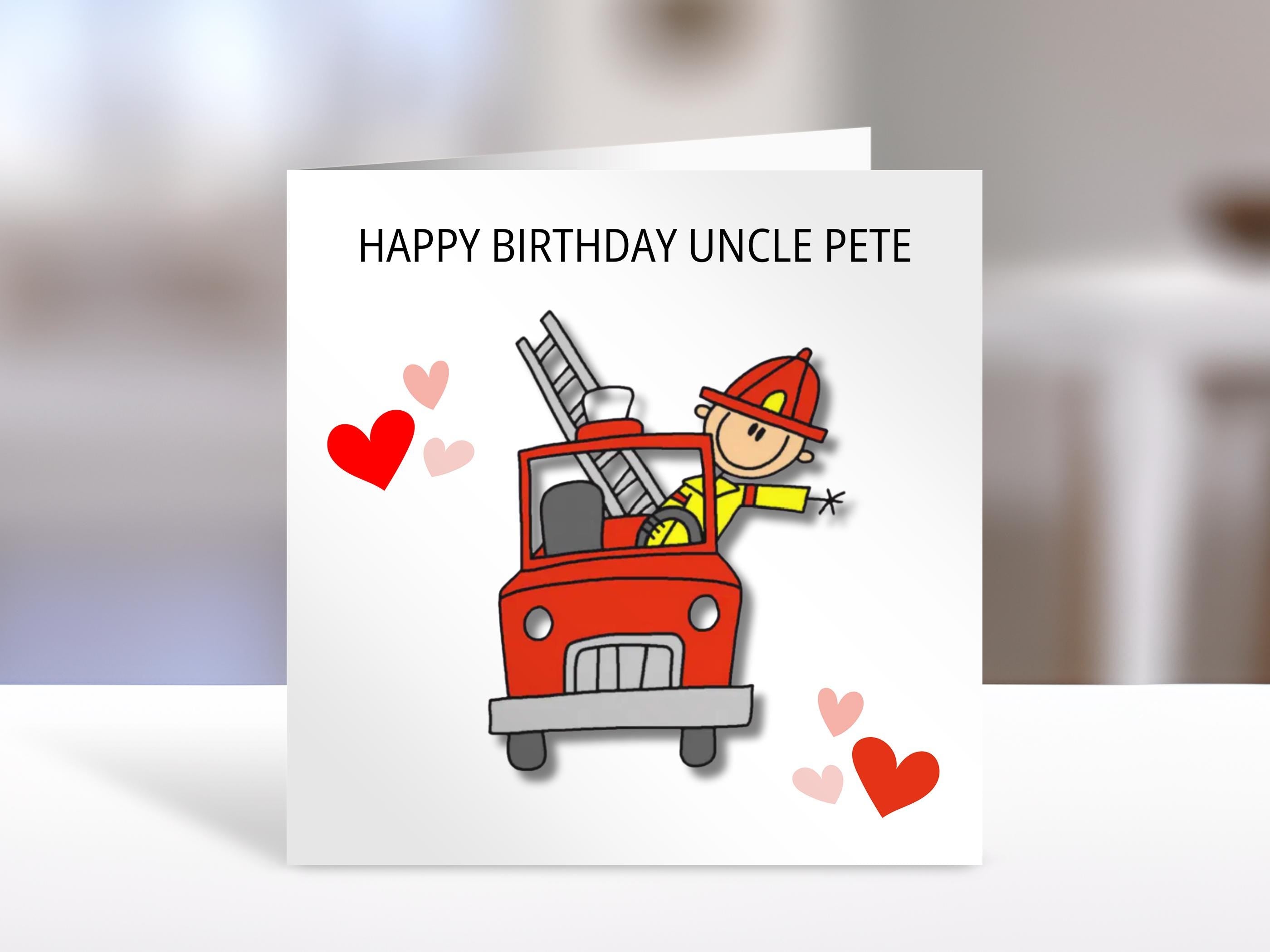 Fireman Birthday Card, uncle or family/friend birthday, Personalised Greeting Card | Gift for friend, brother, uncle, firemen