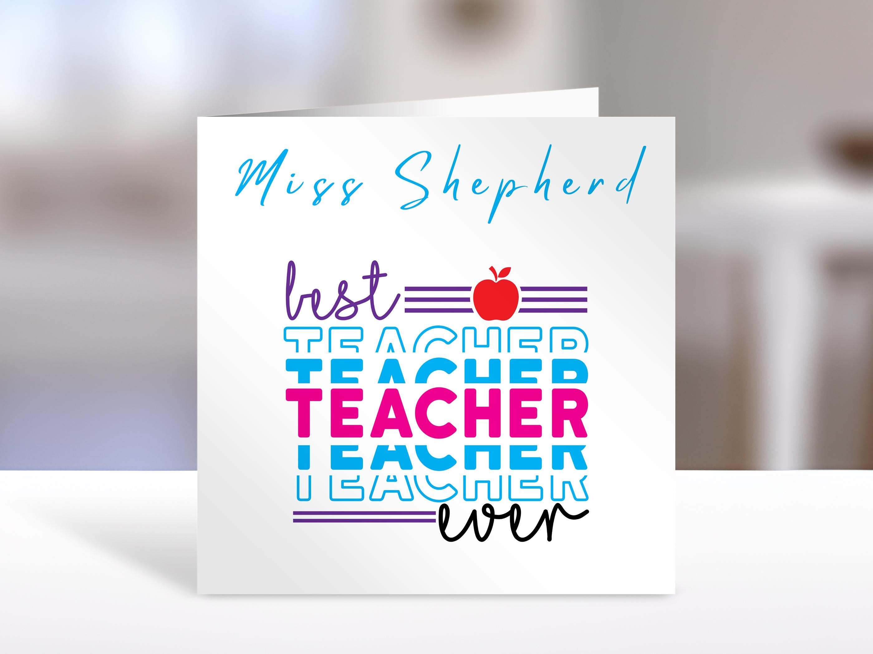 Teacher Card, best ever, Personalised Greeting Card | Gift for teachers
