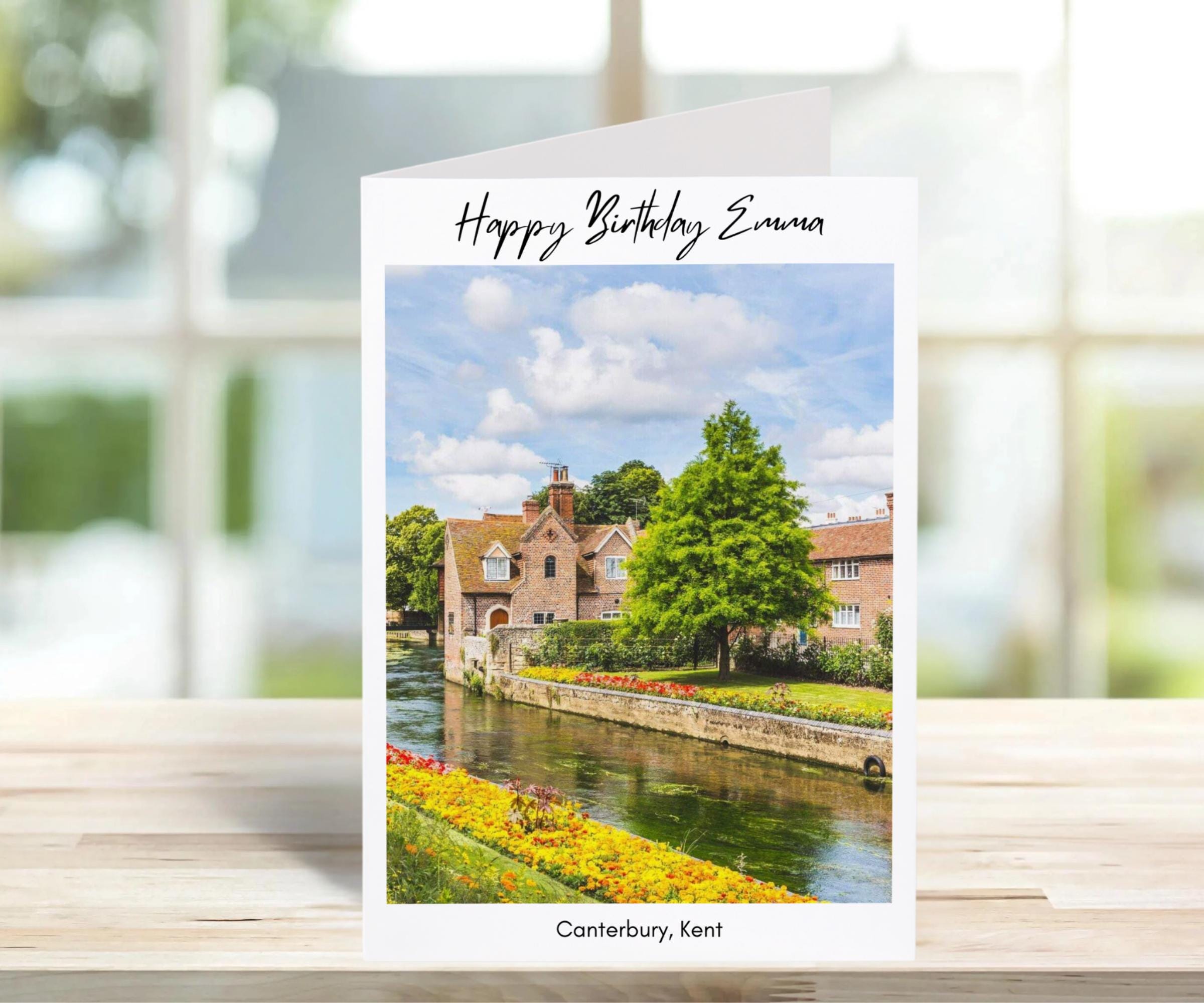 Canterbury Birthday Card -Traditional, sketch | Greeting Cards | Birthday Gift Idea for friends, town and city card, Kent