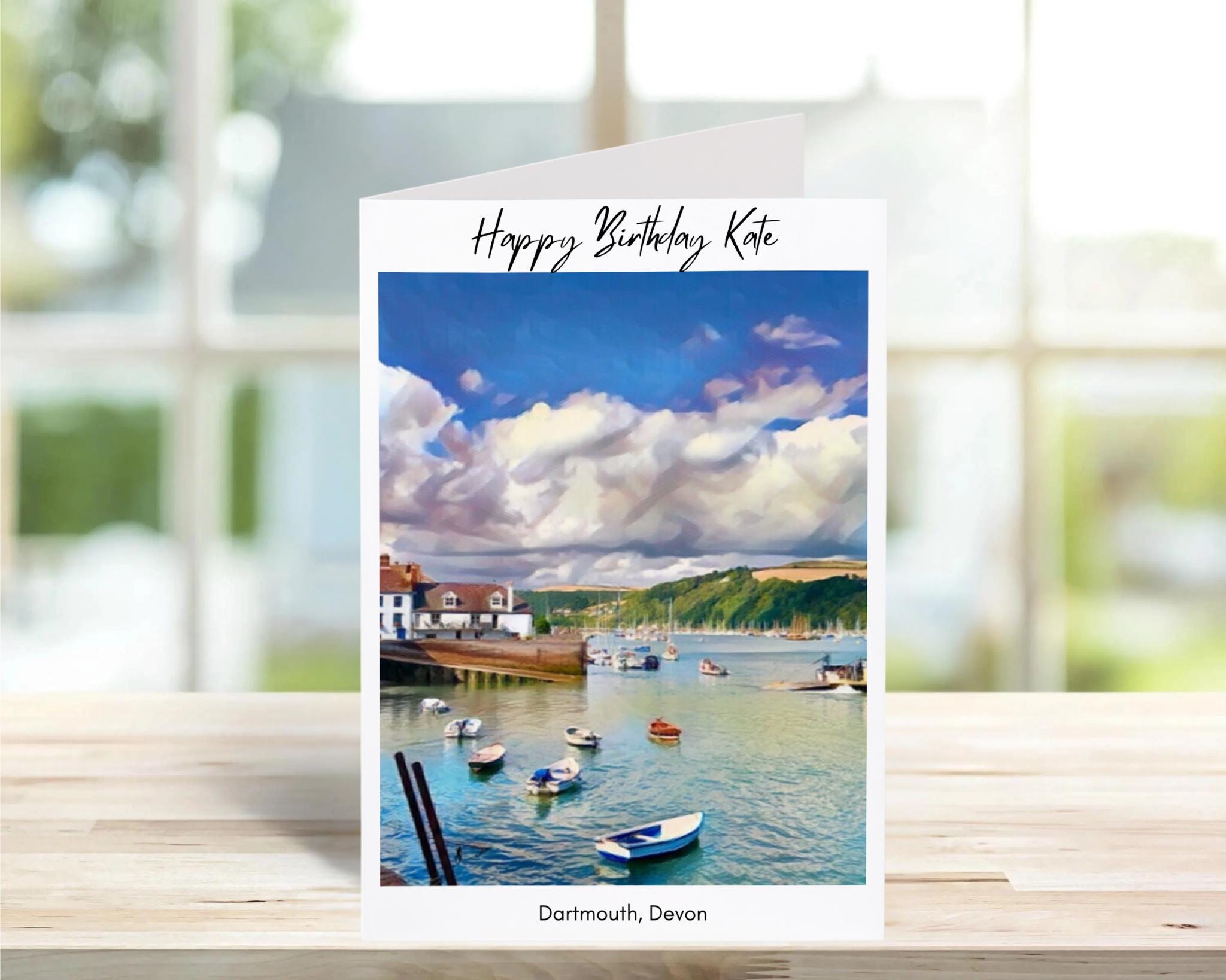 Dartmouth Birthday Card -Traditional, sketch | Greeting Cards | Birthday Gift Idea for friends, town and city card, Devon