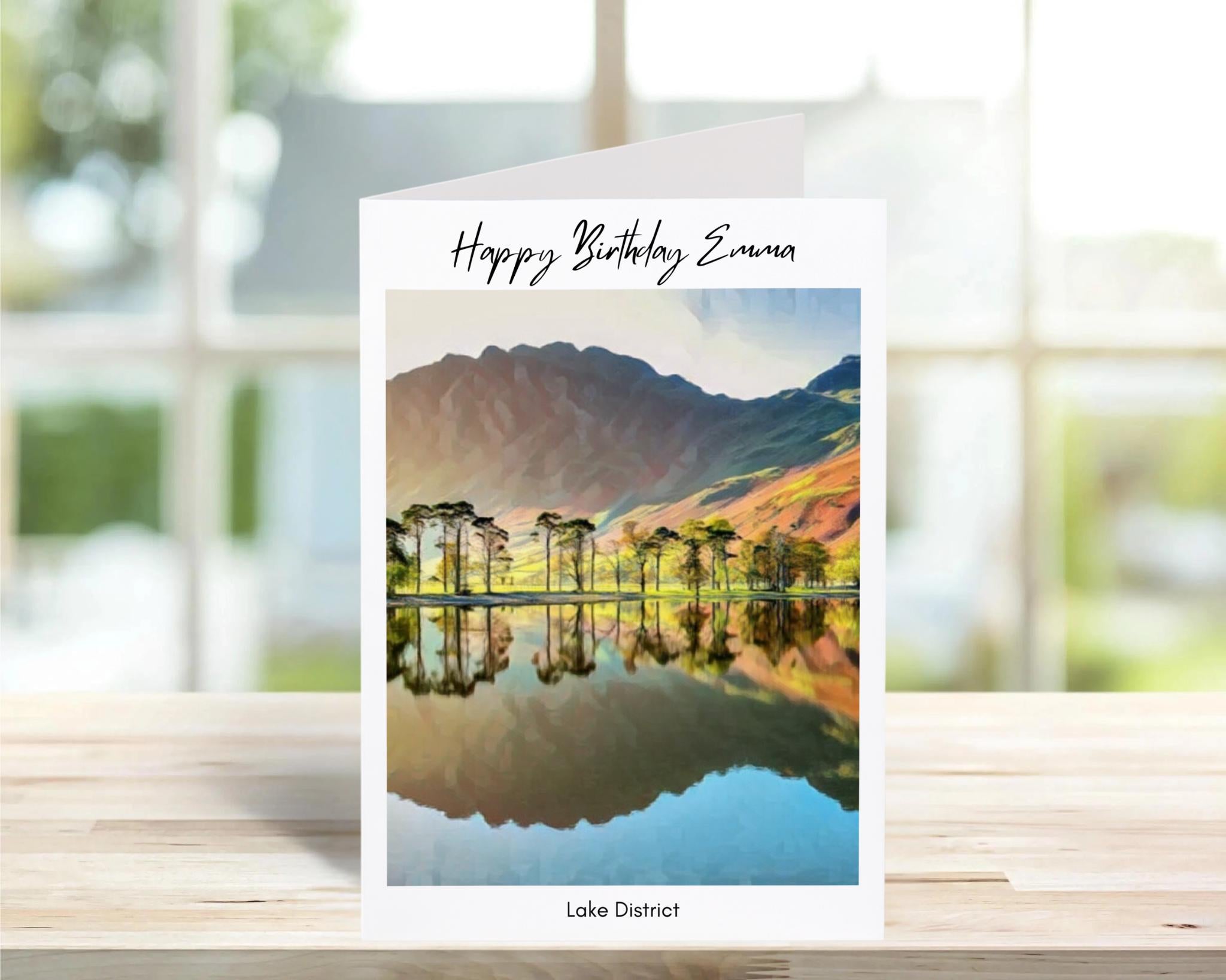 Birthday Card, Lake District – Traditional Sketch Greeting Card, Birthday Gift Idea for Friends & Lakeside Towns