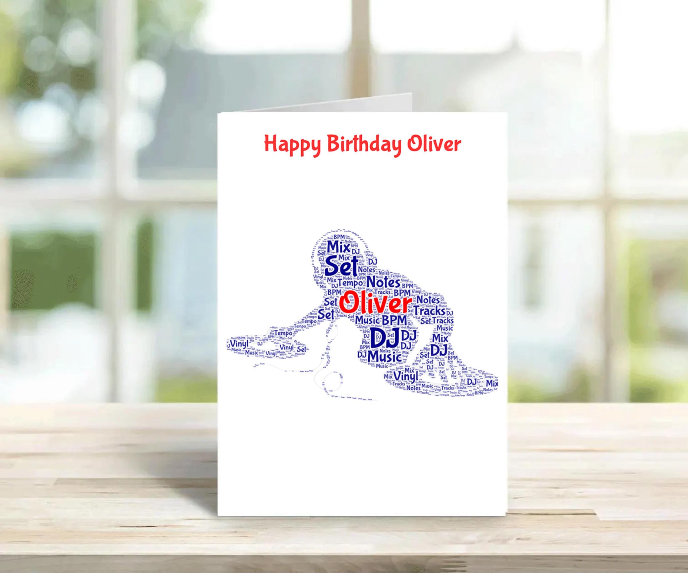 DJ Personalised Birthday Card, male version