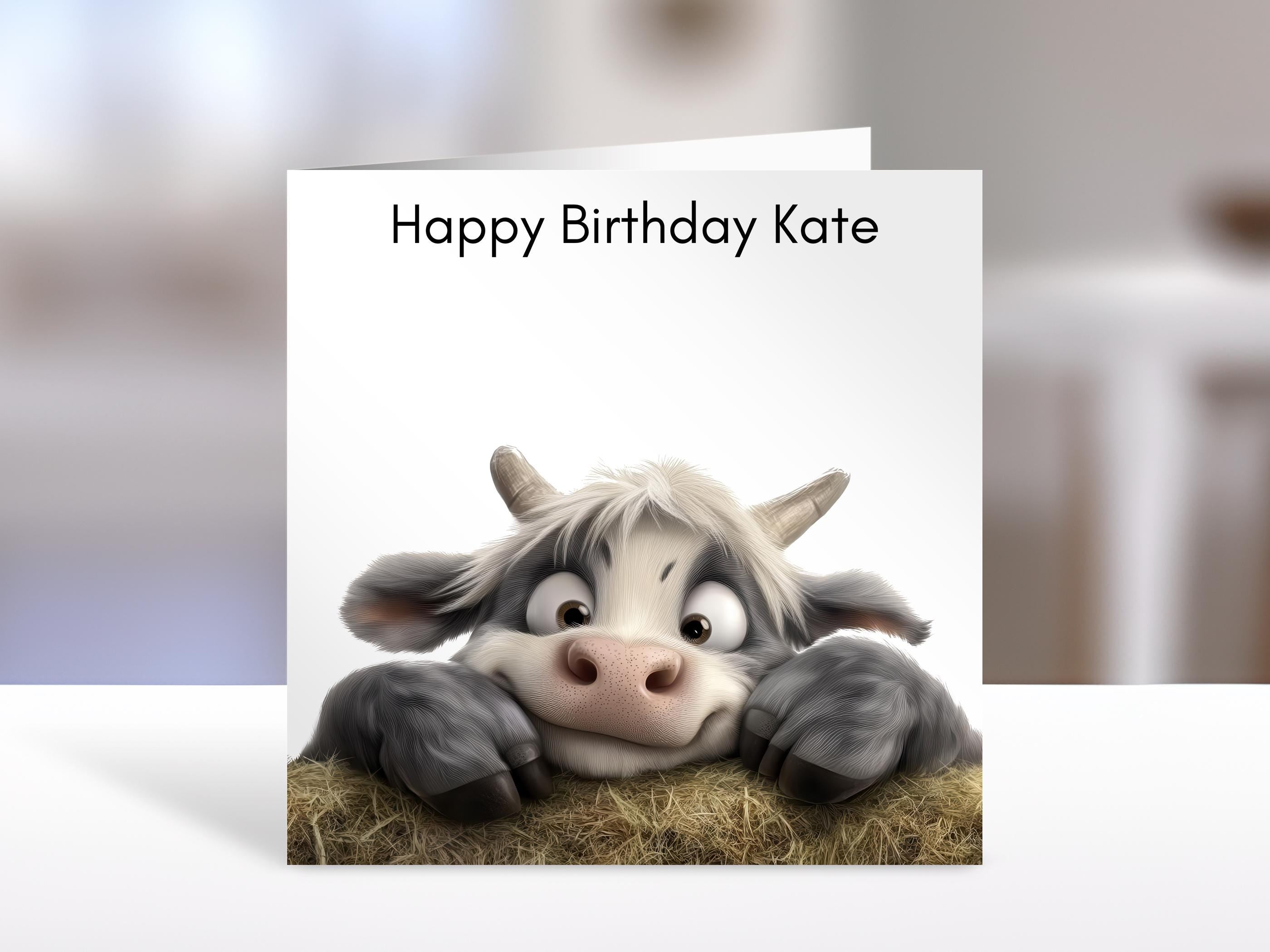 Personalised birthday card, highland cow design | greeting Cards | birthday card for friend, sister, niece, nephew, bestie or family