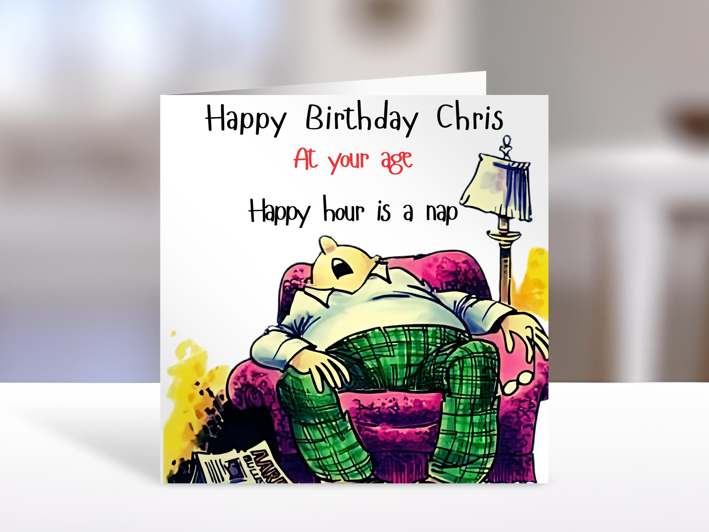 Customisable Birthday Card with Happy Hour Design & Personalised Message | Humorous Family Gift | Funny Cards