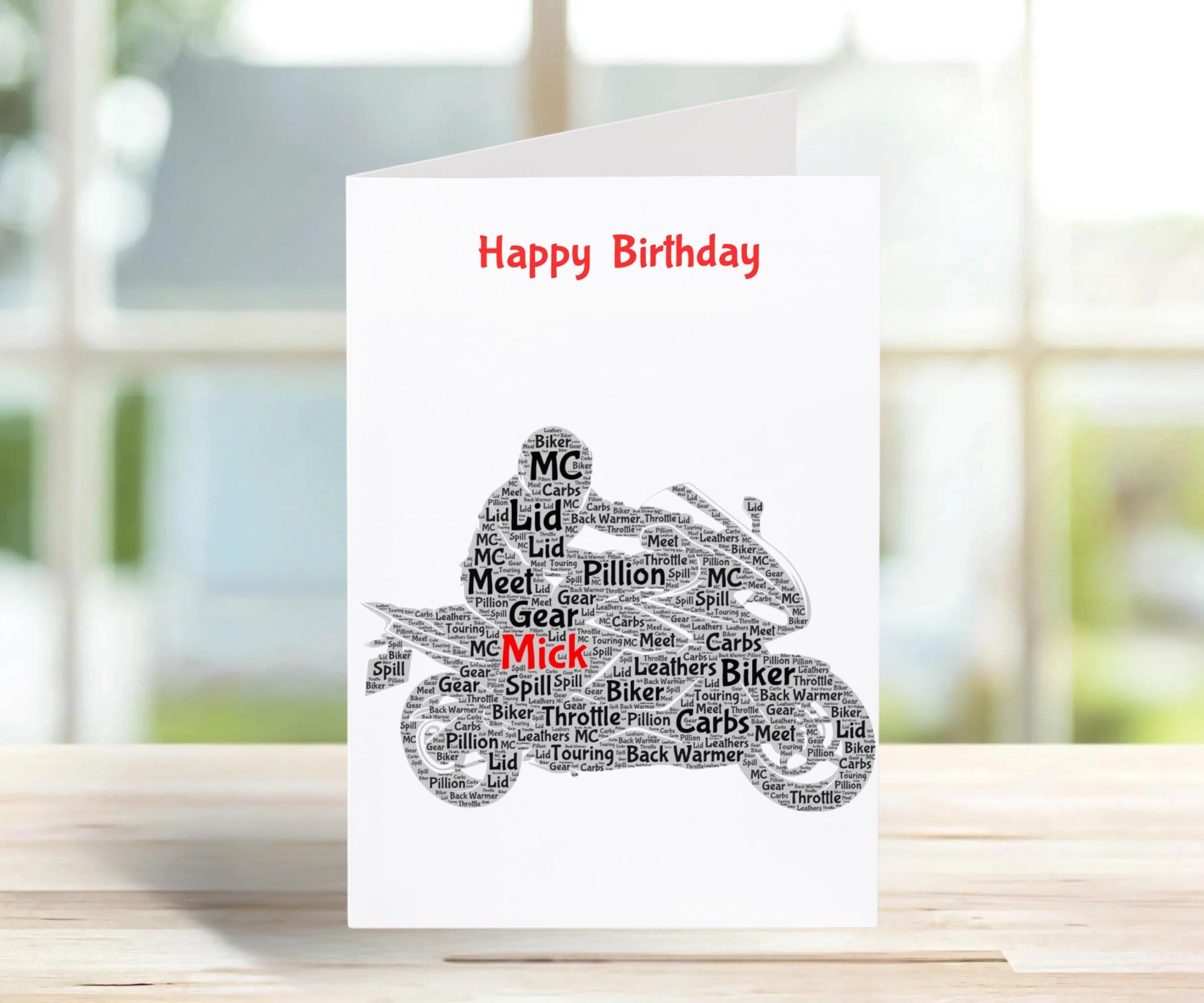 Motorcycle Birthday Card | Custom Biker Family Gift | Unique Handmade Cards for Motorcycle Lovers
