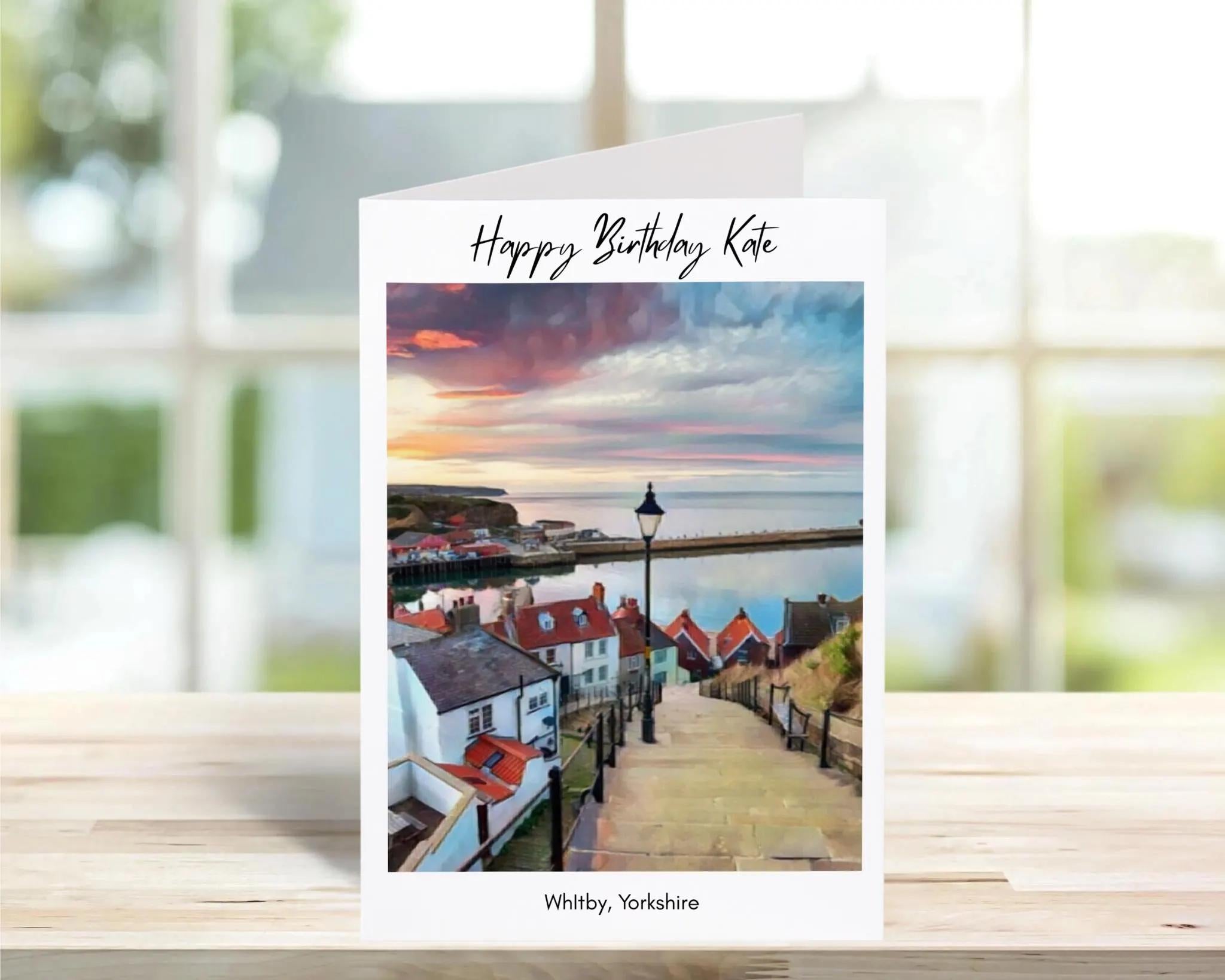 Whitby Birthday Card -Traditional, sketch | Greeting Cards | Birthday Gift Idea for friends, town and city card, Yorkshire