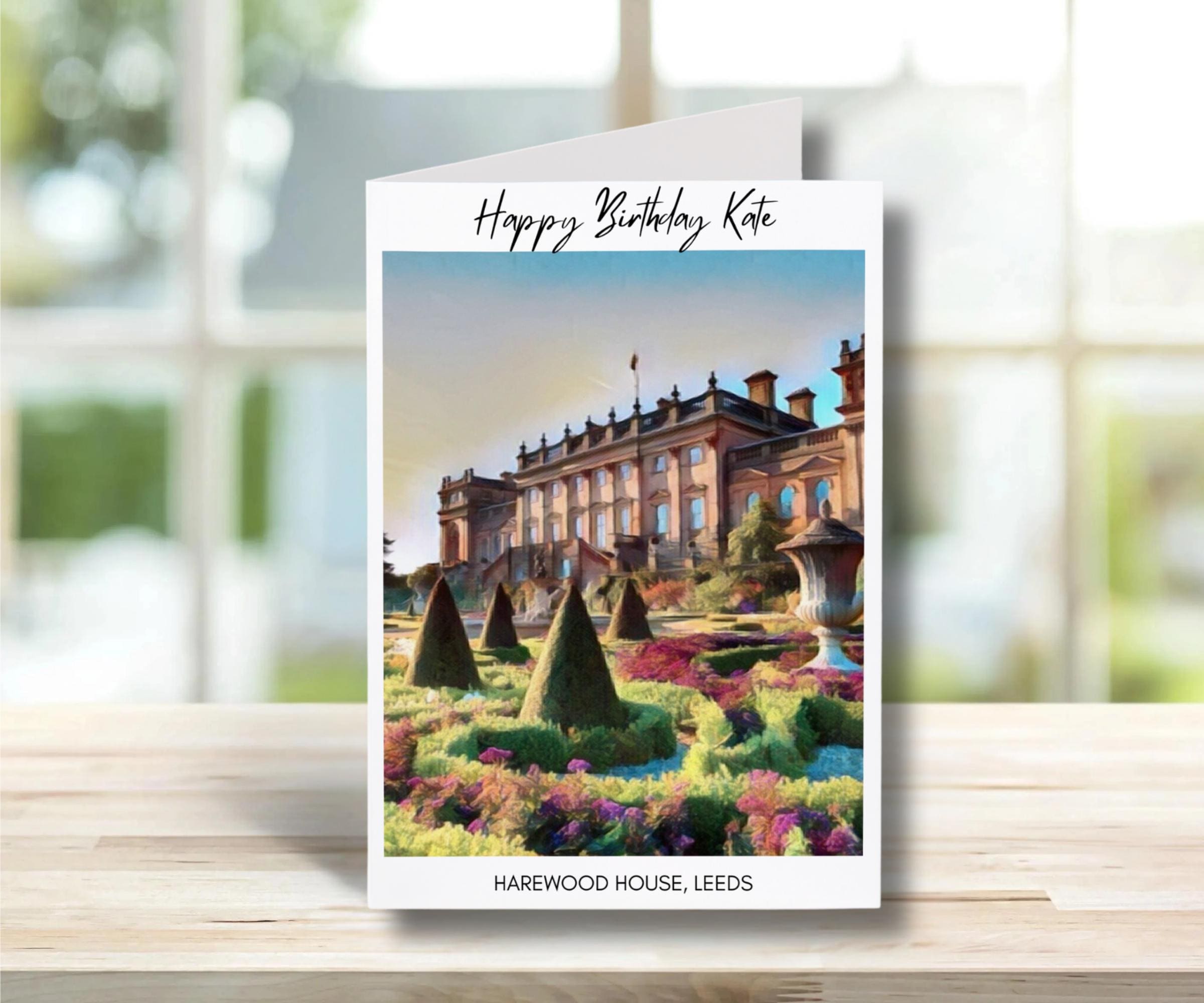 Harewood House Birthday Card -Traditional, sketch | Greeting Cards | Birthday Gift Idea for friends, town and city card, Leeds