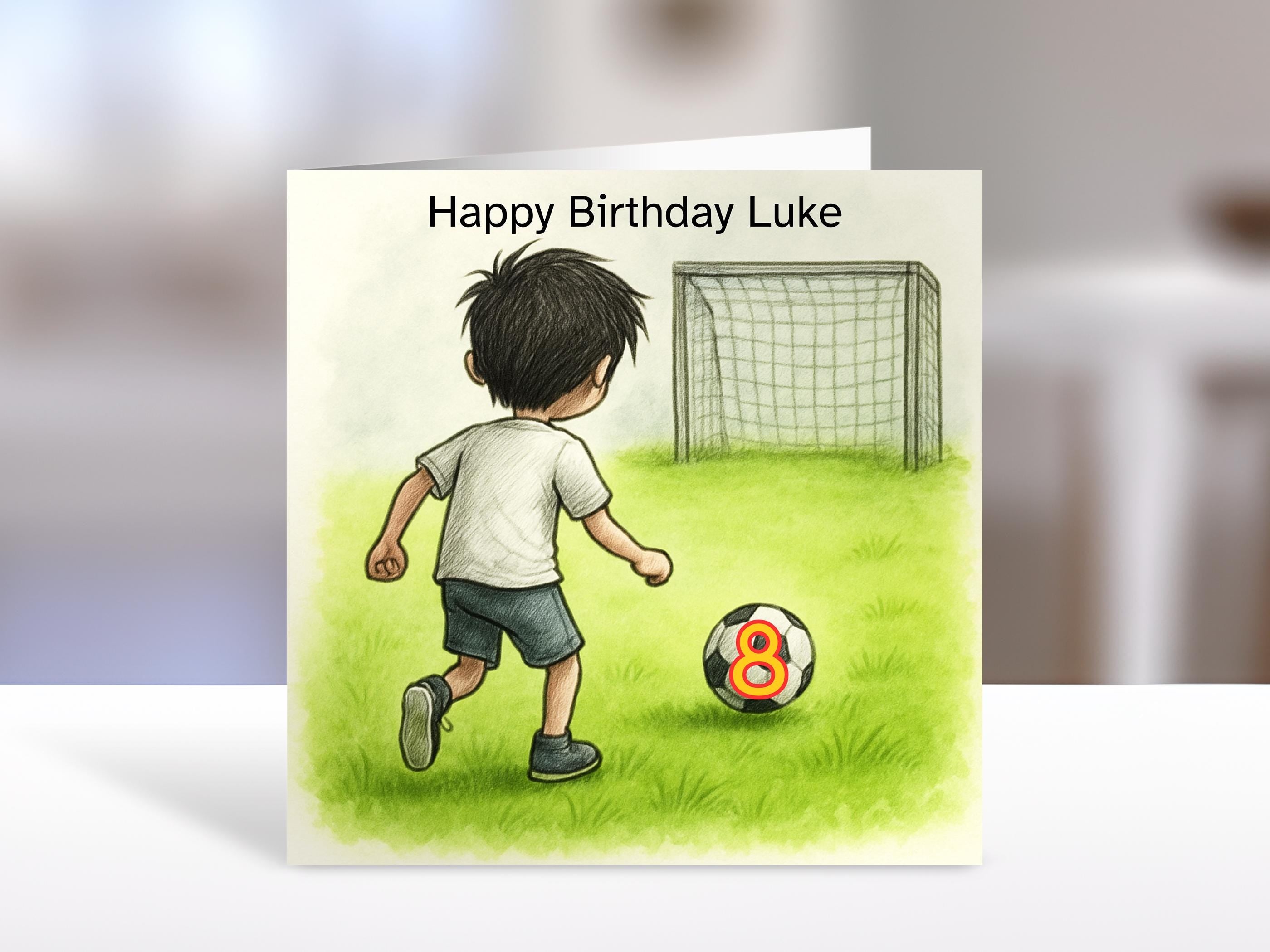 Soccer Birthday Card with age | Personalised Kids Greeting Card for Any Age, boy or girl football