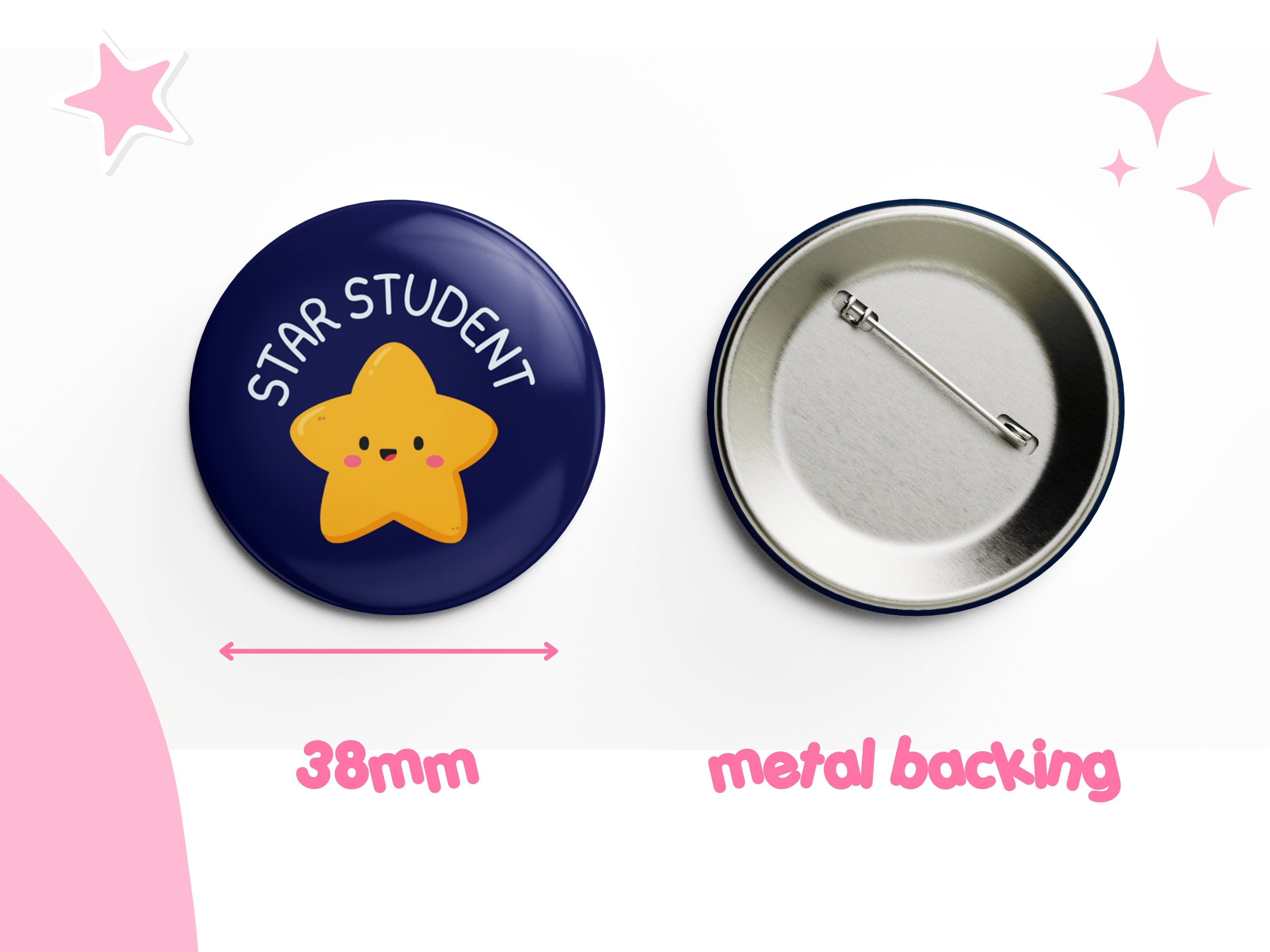 Star Student Button Badge | 38mm Metal Badge | Reward Pin | Teacher Gifts