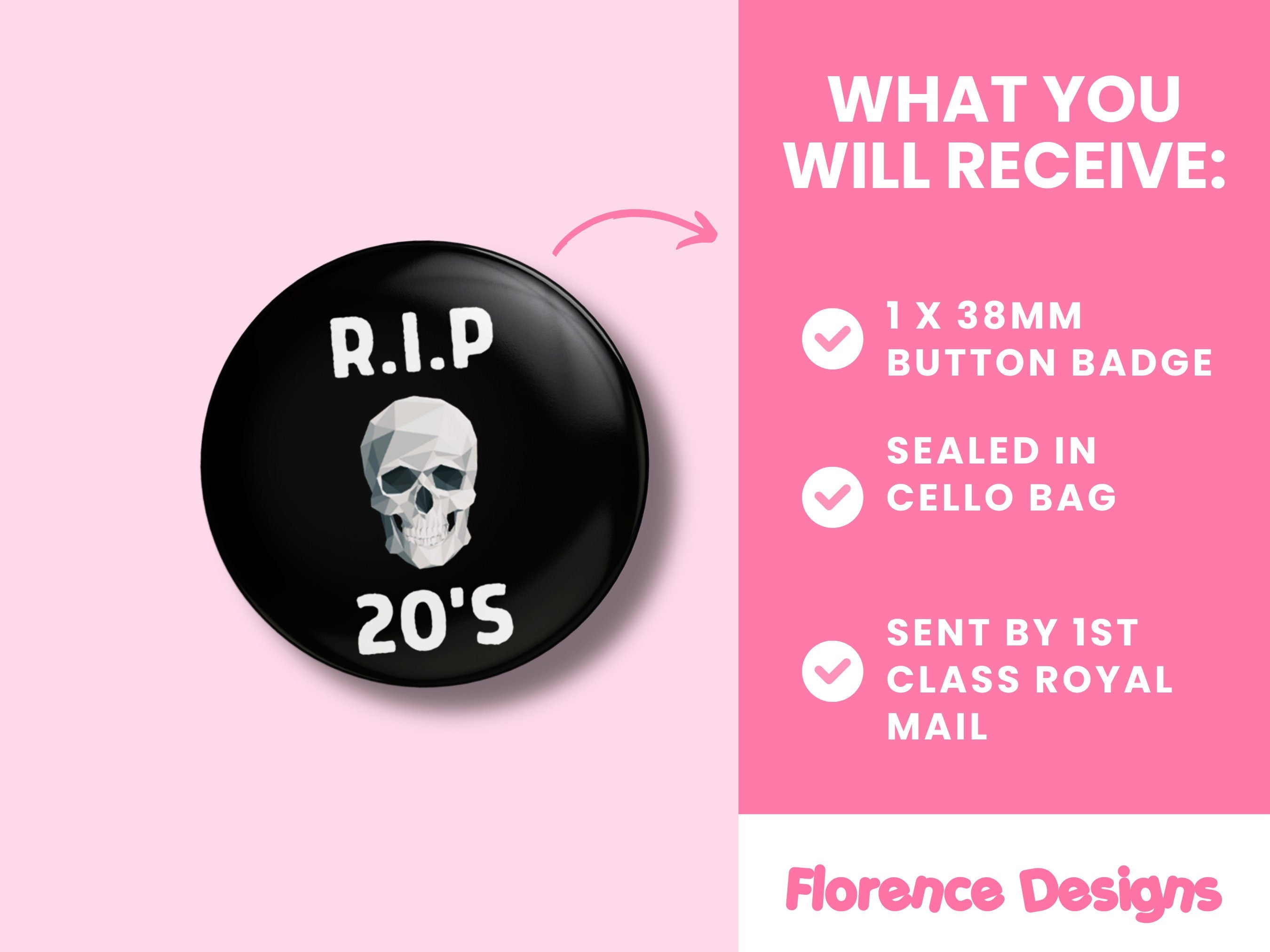 RIP 20s Button Badge - 30th Birthday Badge - Fun Milestone Celebration Pin