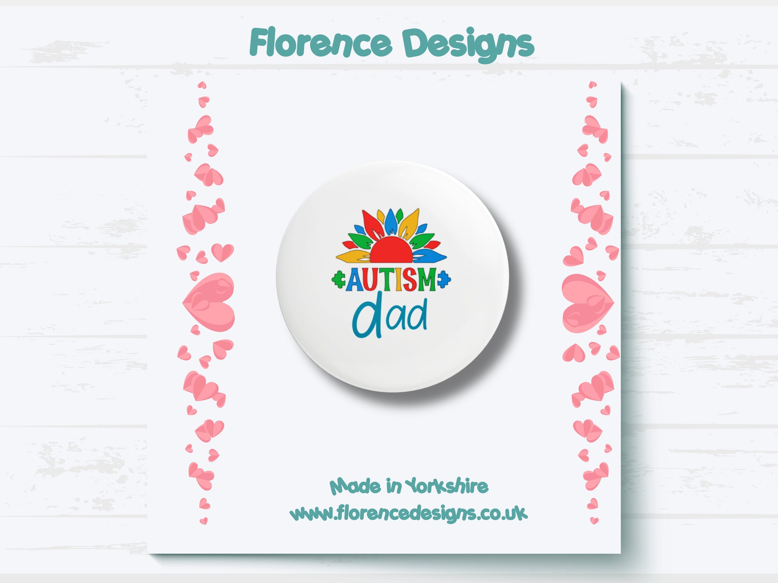 Button badge, Autism dad 38mm, metal backing, Autism support