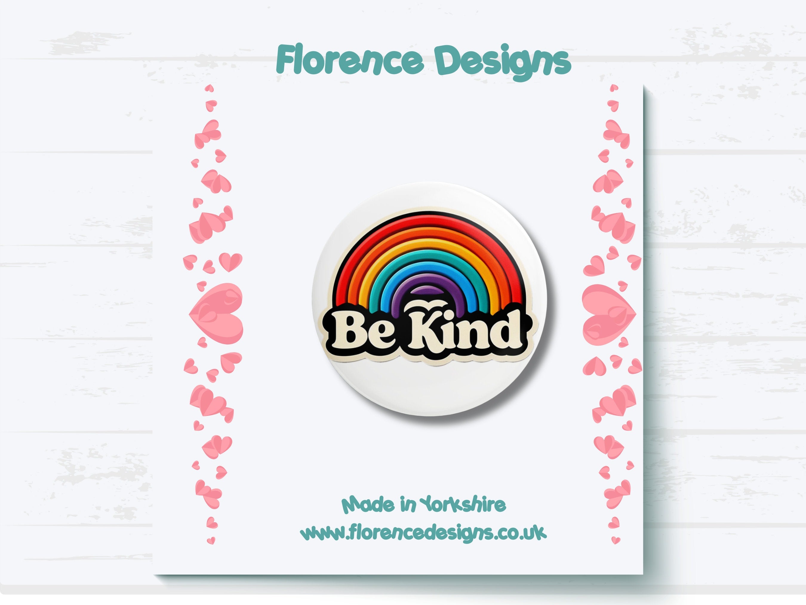 Be Kind Button Badge - 38mm Metal Backing - Positive Message Pin