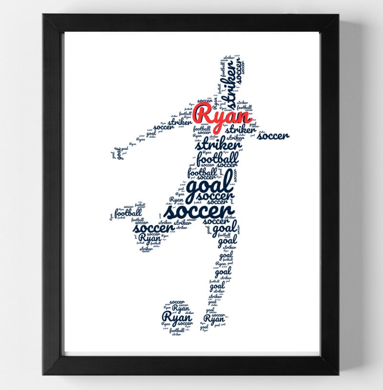 Personalised Soccer print word art| Home Gift | Soccer Prints | Personalised Family Gift | Family Illustration | Football | Soccer