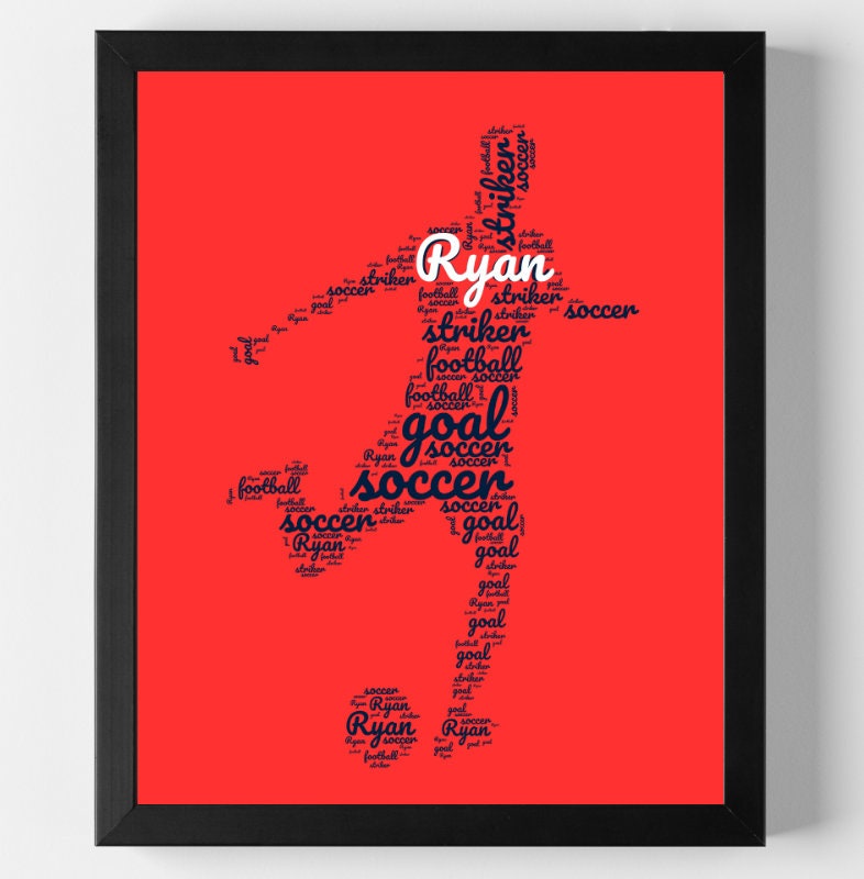 Personalised Soccer print word art| Home Gift | Soccer Prints | Personalised Family Gift | Family Illustration | Football | Soccer