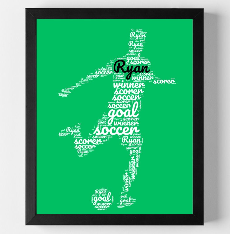 Personalised Soccer print word art| Home Gift | Soccer Prints | Personalised Family Gift | Family Illustration | Football | Soccer