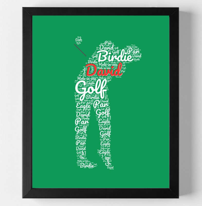 Personalised Golf Print Word Art - Custom Name - Golf Lover Gift - Home Decor