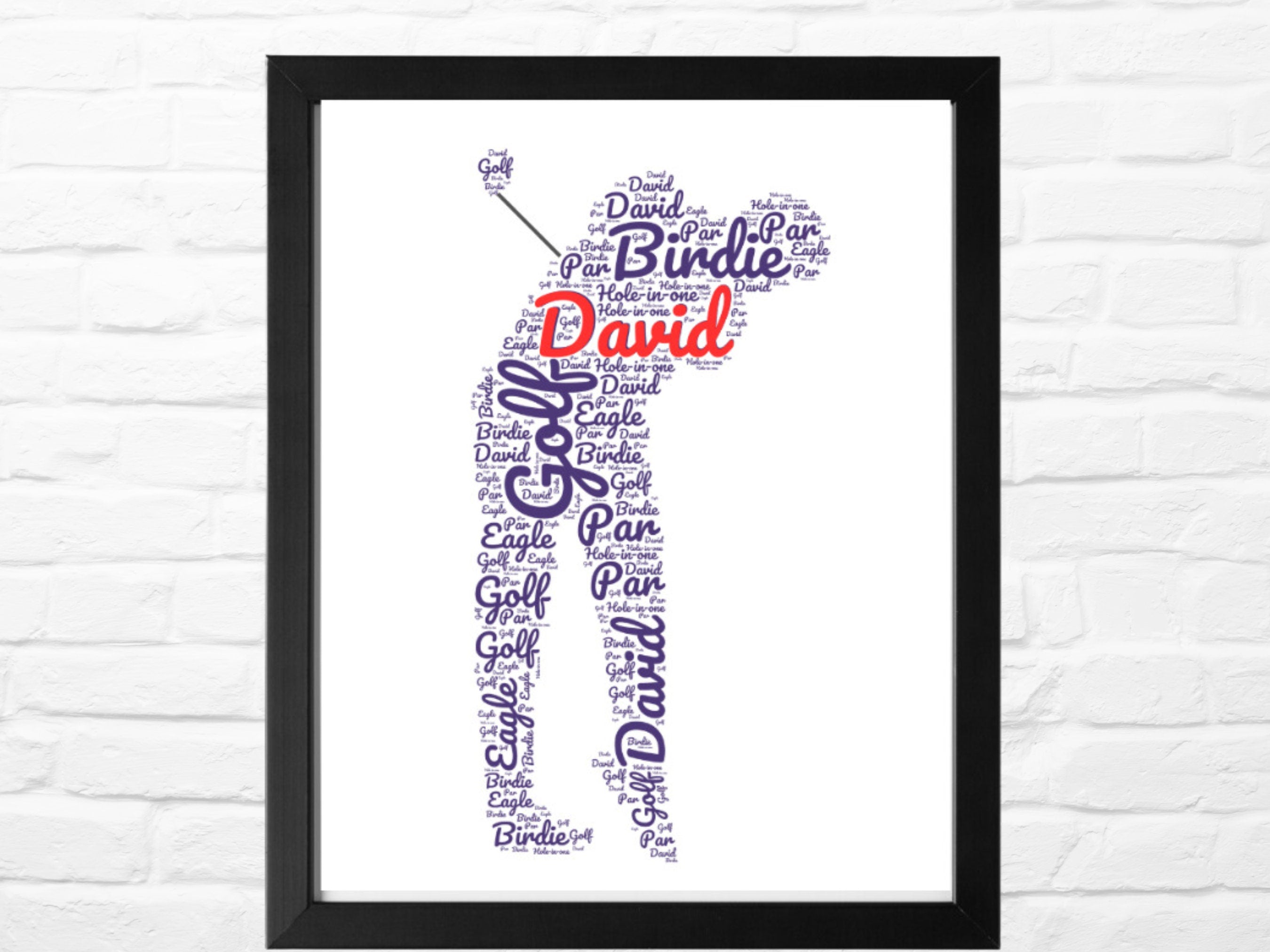 Personalised Golf Print Word Art - Custom Name - Golf Lover Gift - Home Decor