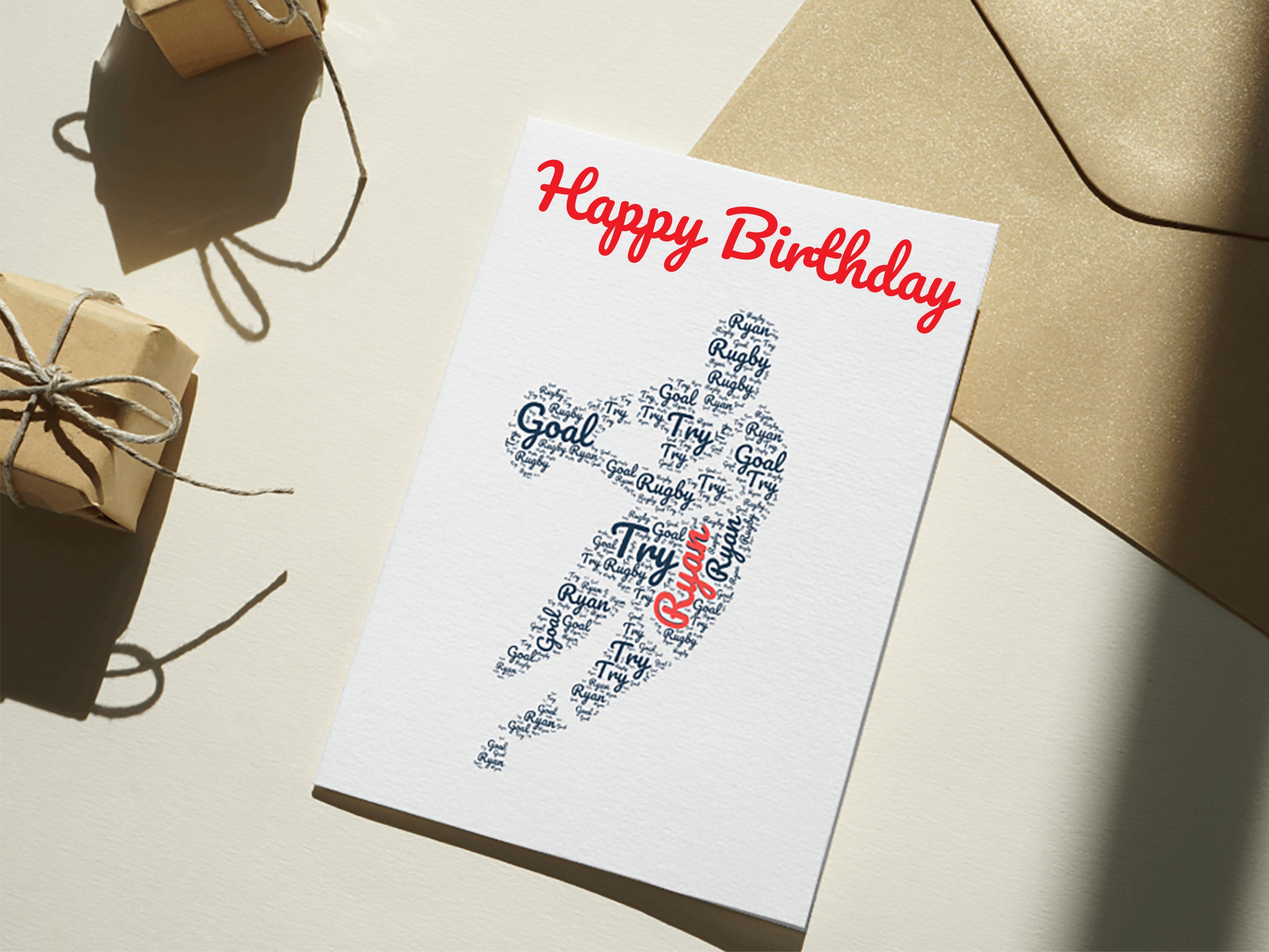 Personalised Rugby birthday card, word art | Home Gift | rugby Cards | Personalised Family Gift | Family Illustration | Rugby