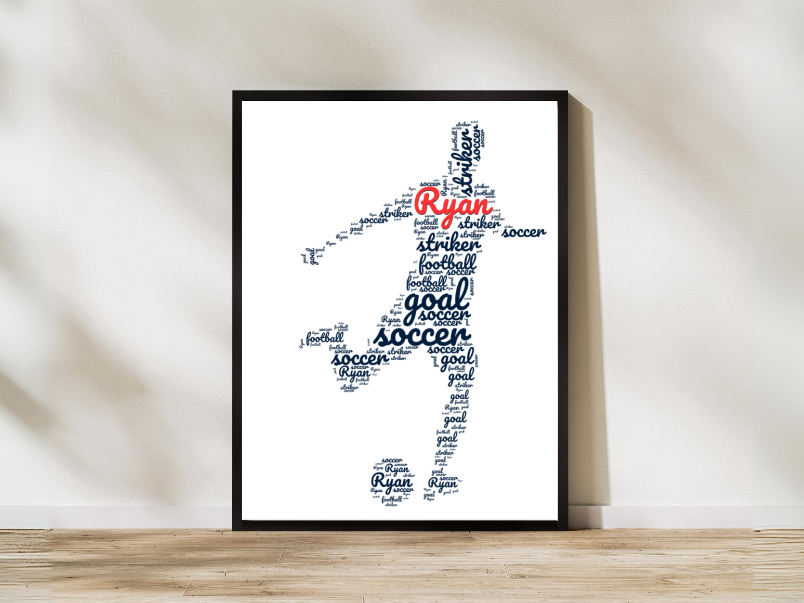 Personalised Soccer print word art| Home Gift | Soccer Prints | Personalised Family Gift | Family Illustration | Football | Soccer