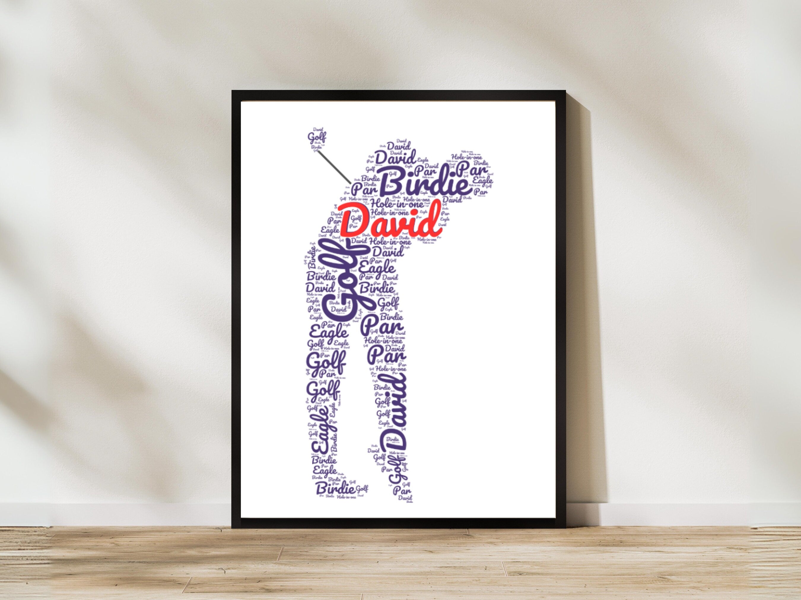 Personalised Golf Print Word Art - Custom Name - Golf Lover Gift - Home Decor