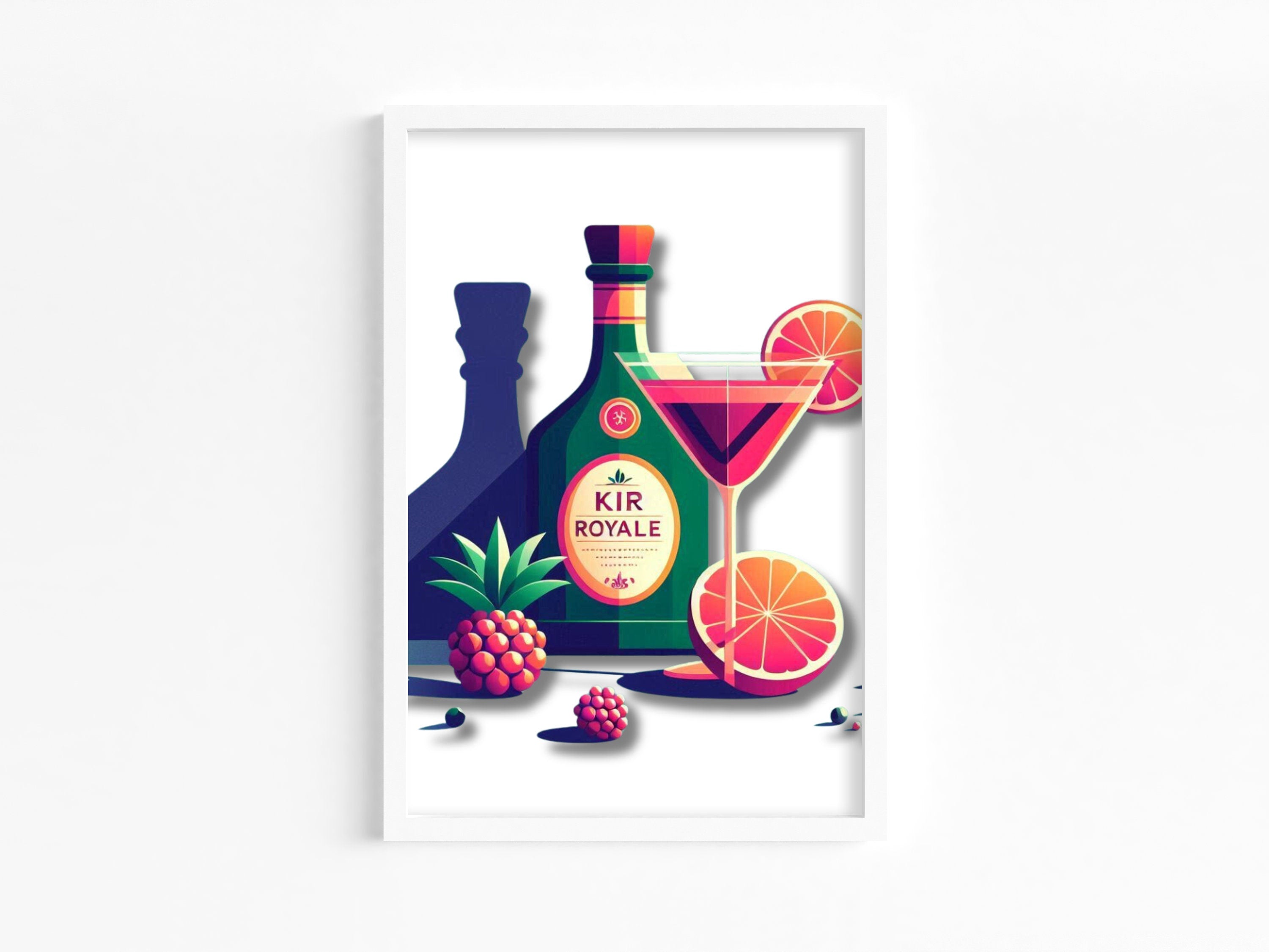 Kir Royal Cocktail Art Print - Colorful and Stylish Bar Decor