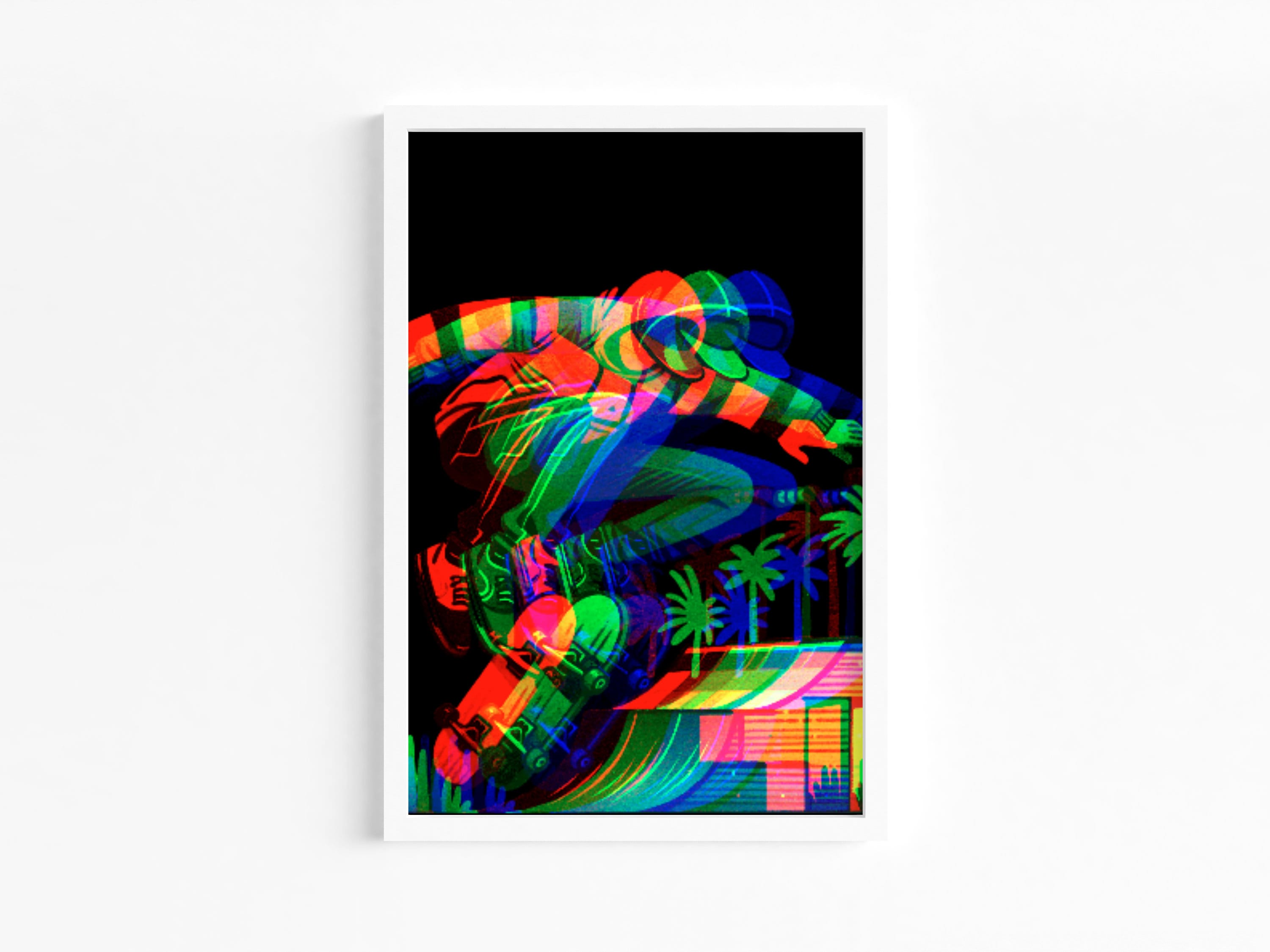 Dynamic Skateboarder Wall Art Print - Multi-Exposure Illustration