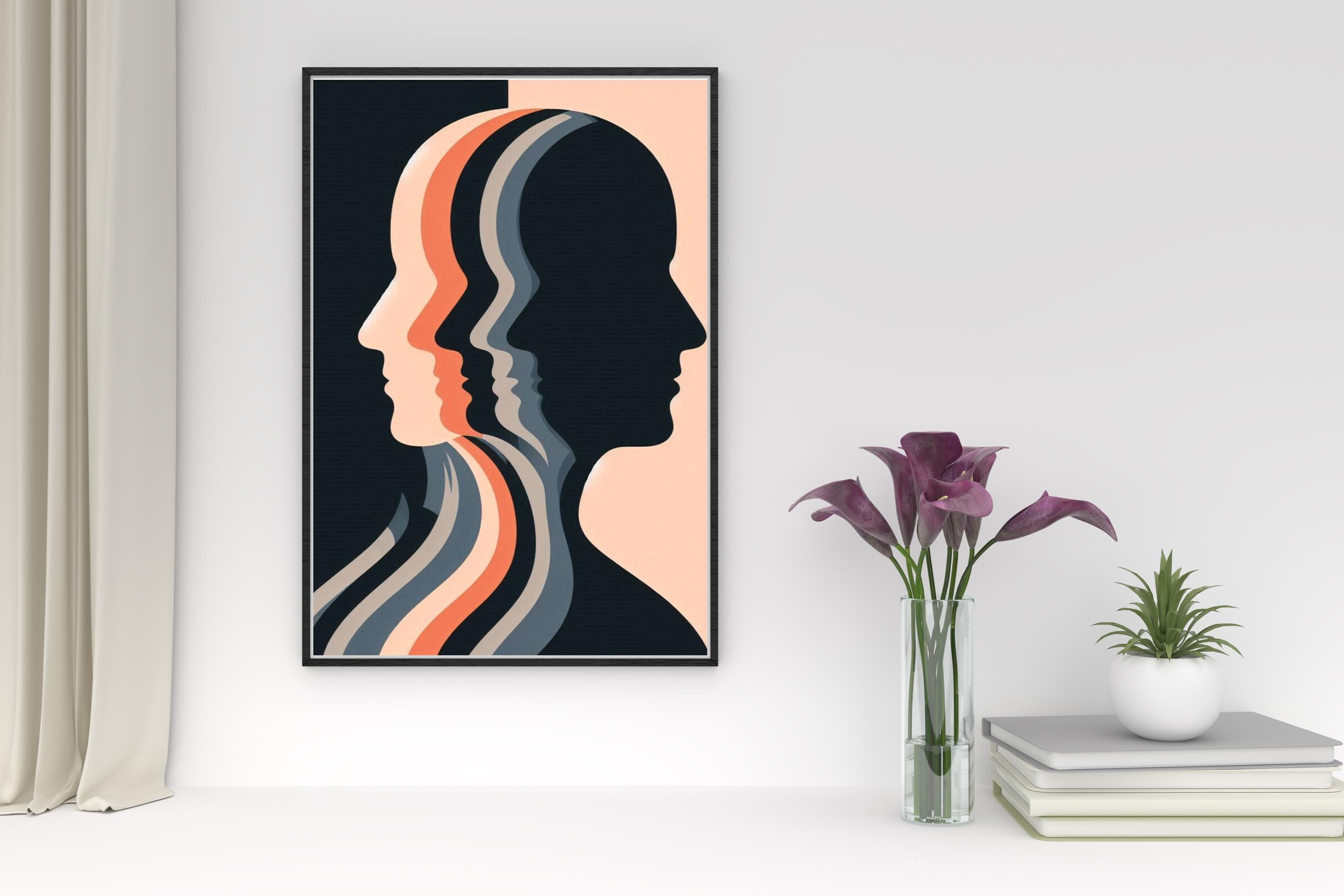 Abstract Faces Art Print - Identity and Transformation, modern wall decor