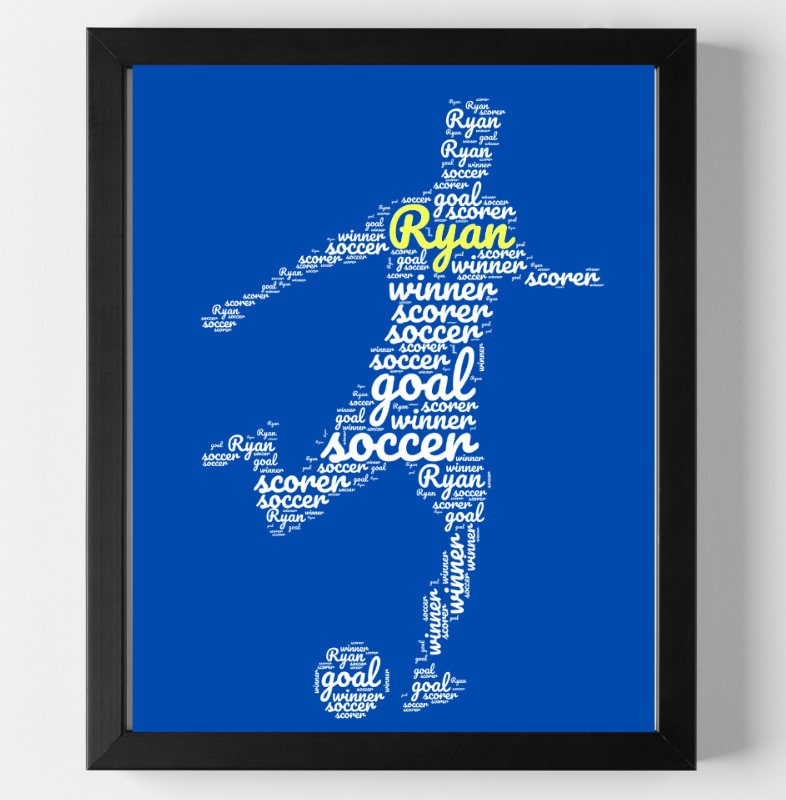 Personalised Soccer print word art| Home Gift | Soccer Prints | Personalised Family Gift | Family Illustration | Football | Soccer