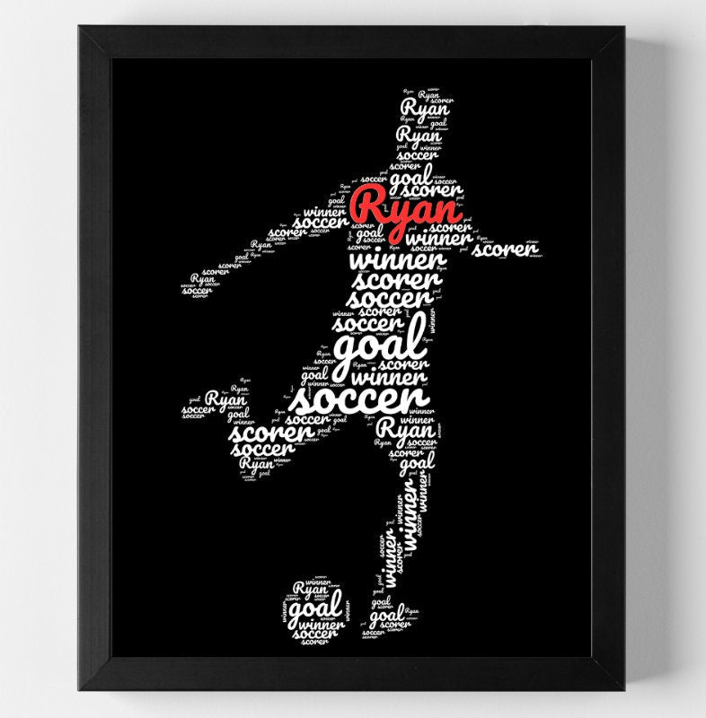 Personalised Soccer print word art| Home Gift | Soccer Prints | Personalised Family Gift | Family Illustration | Football | Soccer