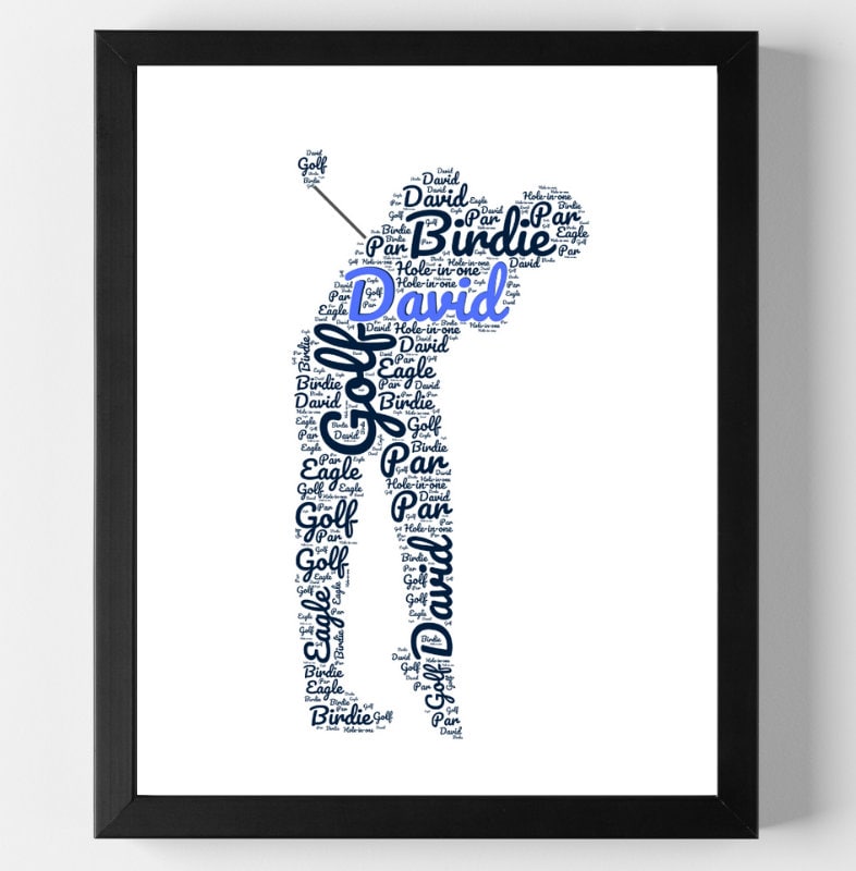 Personalised Golf Print Word Art - Custom Name - Golf Lover Gift - Home Decor