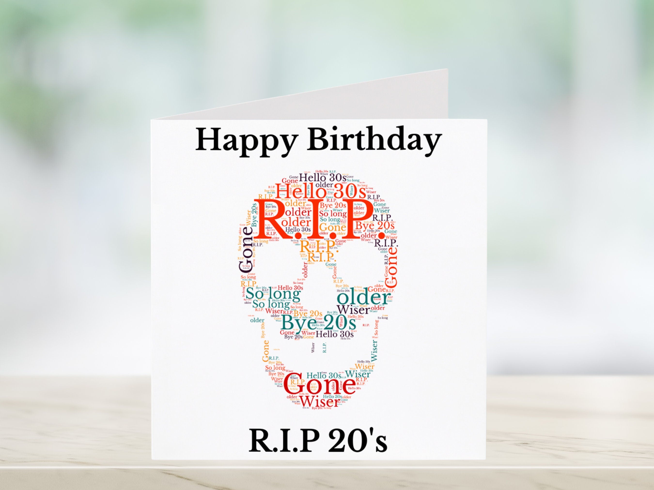 30th Birthday Card - Word Art - Unique Milestone Gift, R.I.P 20's