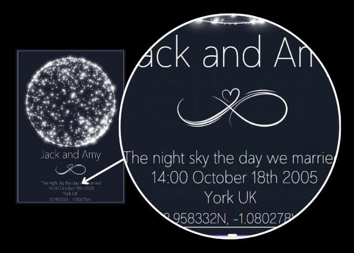 Personalised Couple's Star Map - Custom Night Sky Print of the Day We Met or married - A3/A4