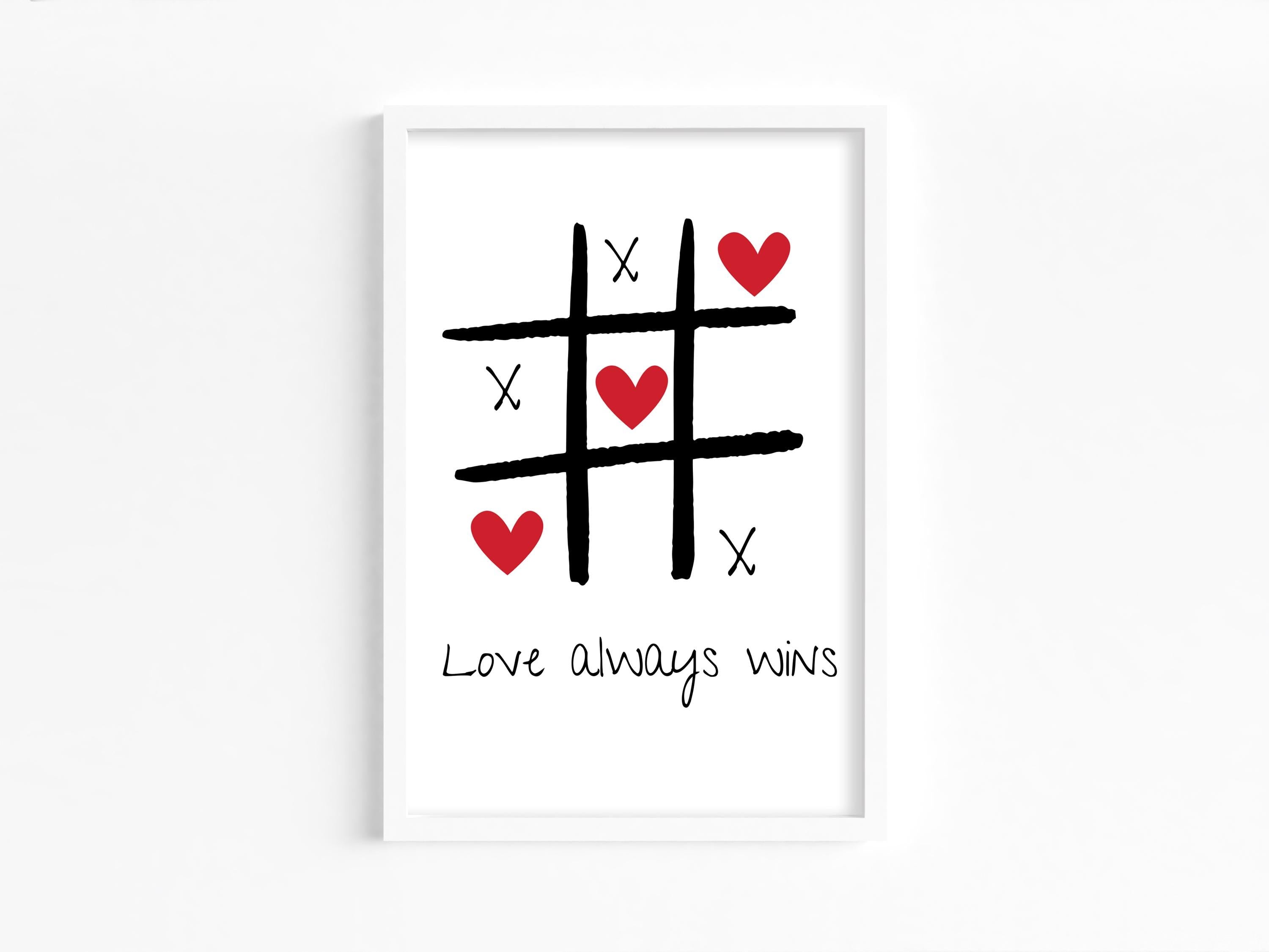 Love Always Wins Noughts and Crosses Heart Print - Framed Wall Art