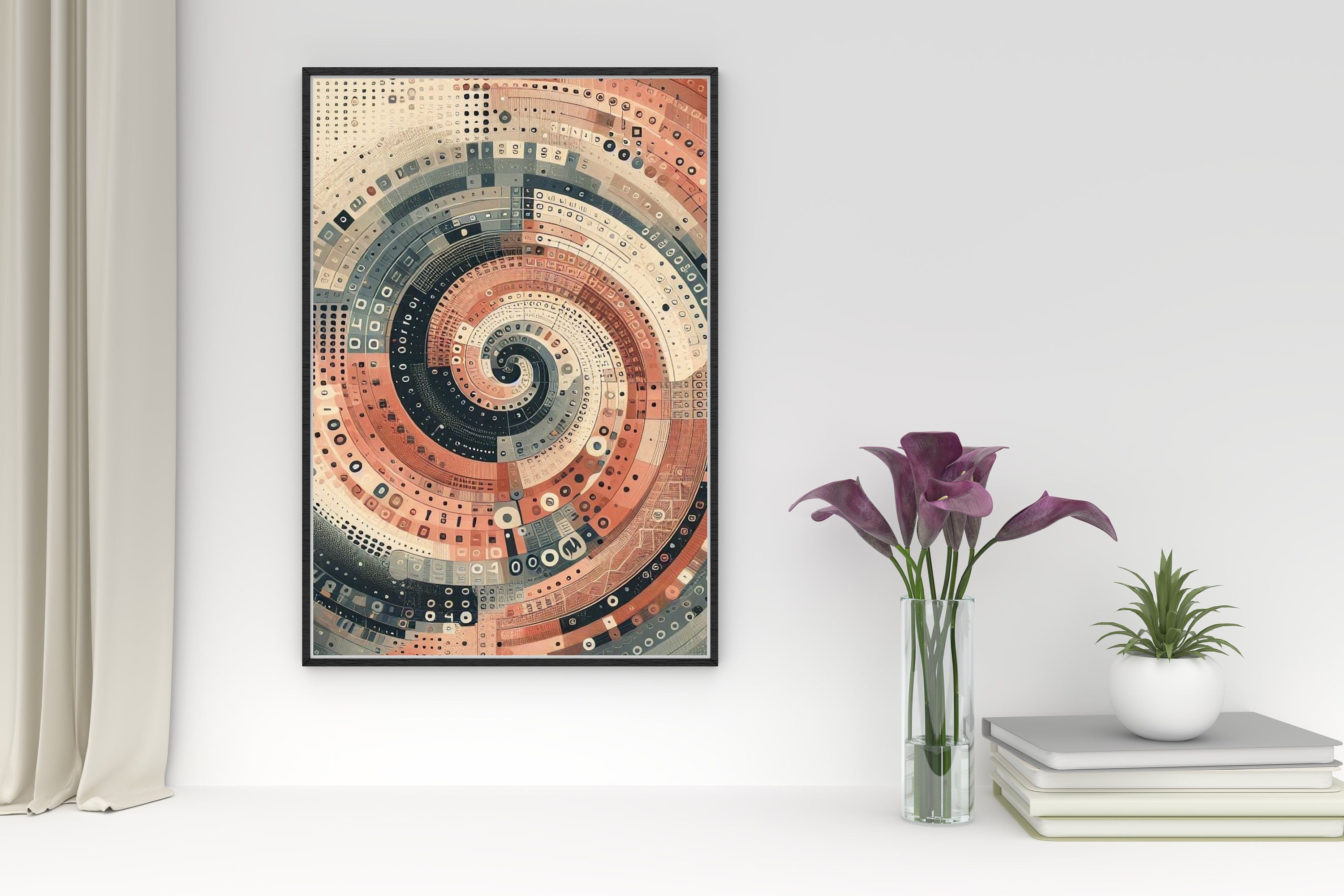 Digital Wall Art Print - Abstract Geometric Spiral - Modern Wall Decor