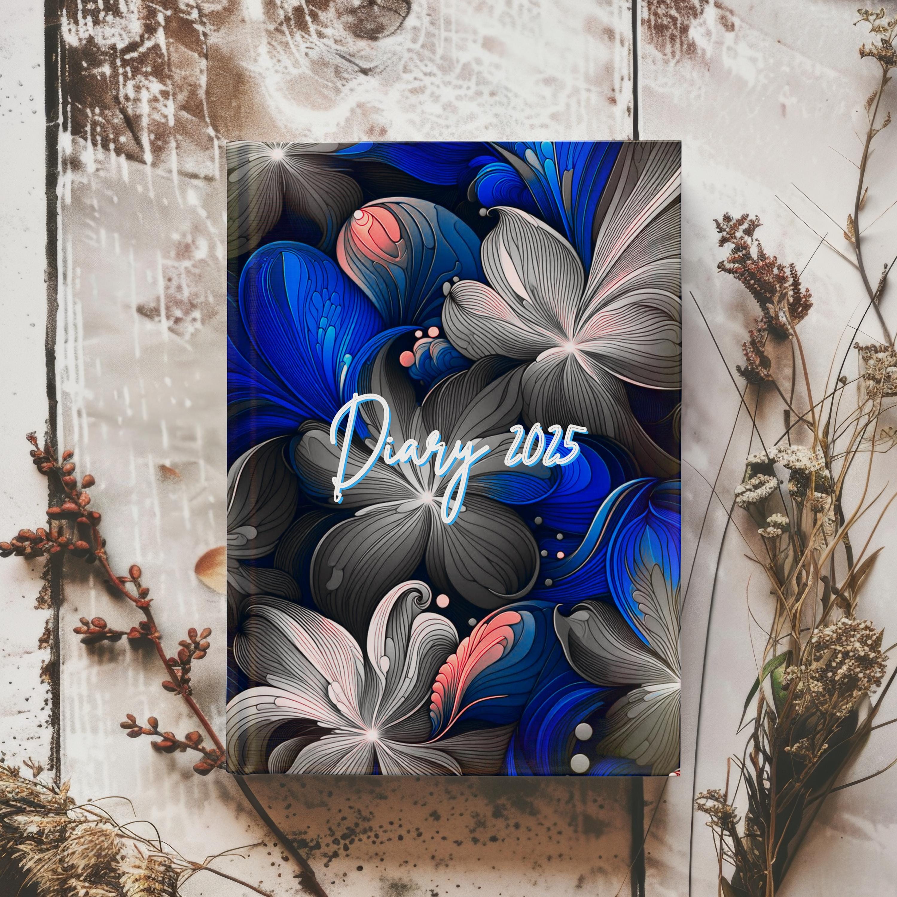 2025 Floral Diary - week to view, Hardcover, 4 colour choices, A5 Thread-Sewn Journal with 100gsm Paper