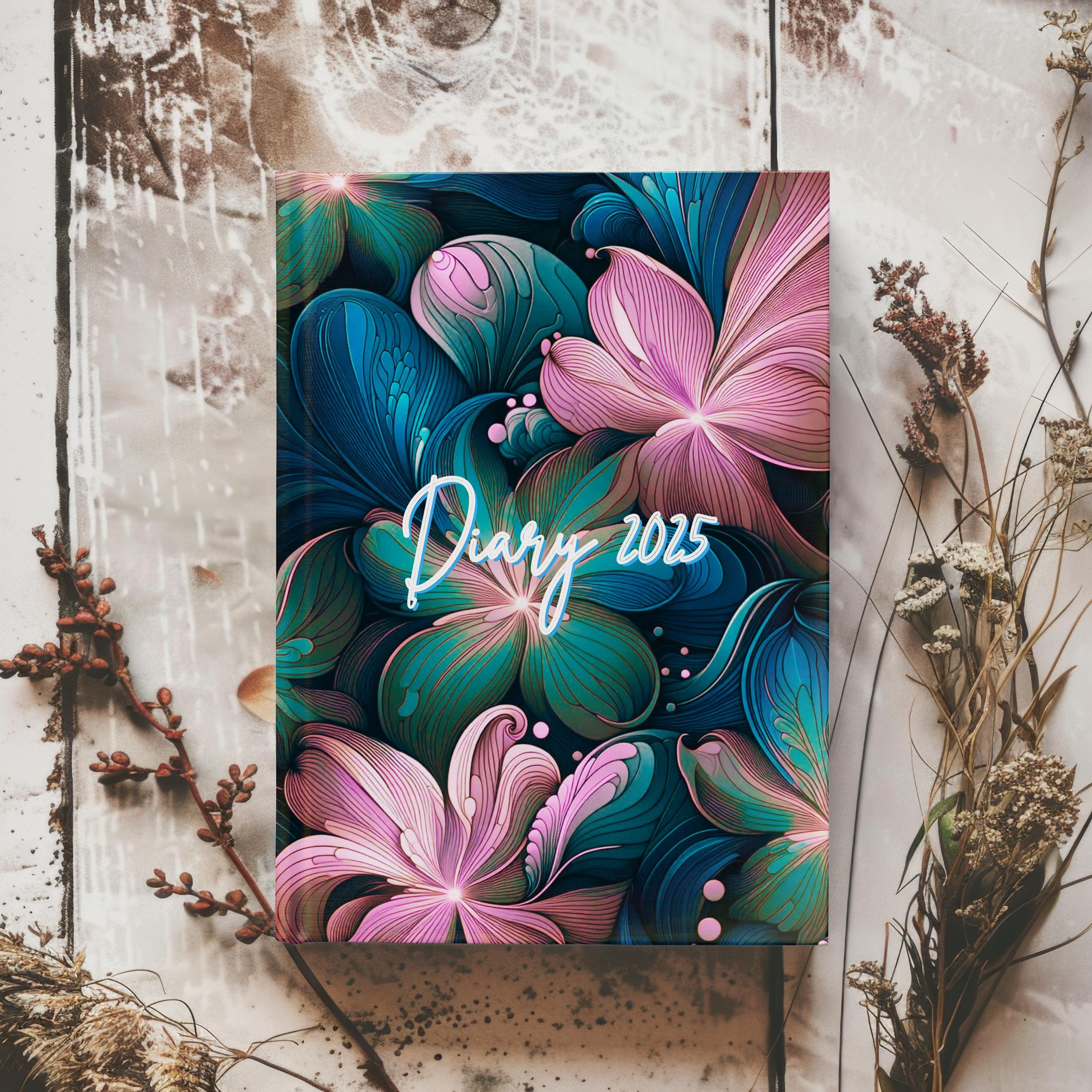 2025 Floral Diary - week to view, Hardcover, 4 colour choices, A5 Thread-Sewn Journal with 100gsm Paper