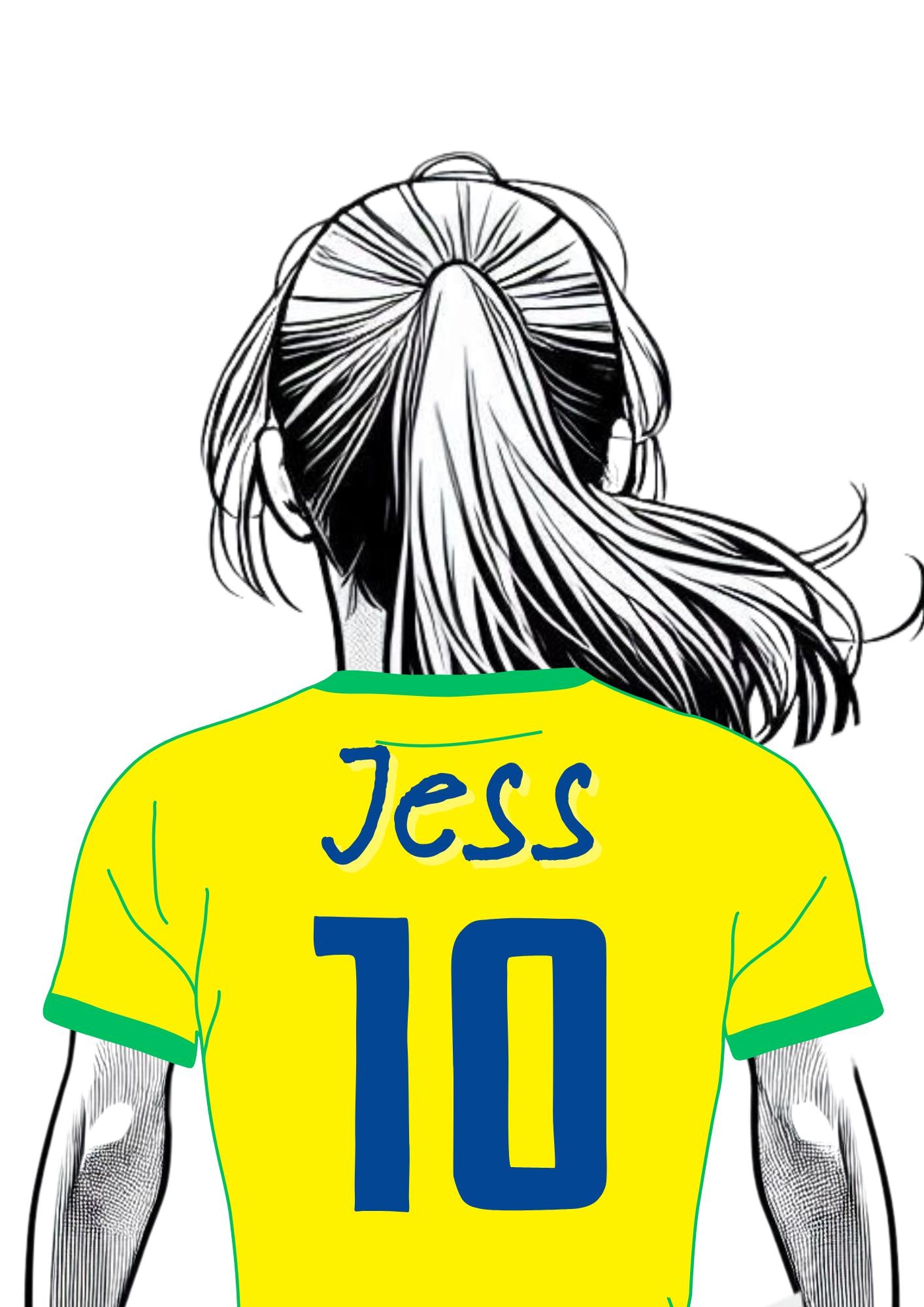 Personalised Soccer Shirt Print gift - Custom Name, Number, Shirt Colour & Hairstyle - A3 or A4, Framed/Unframed, male or female gift